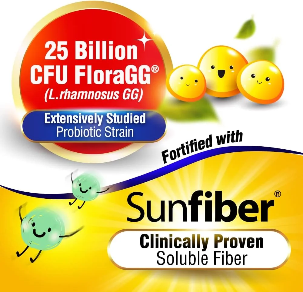 مکمل پروبیوتیک فعال LABO Nutrition FloraGG، حاوی لاکتوباسیلوس رامنوسوس GG با 25 میلیارد CFU و مکمل فیبر پریبیوتیک Sunfiber، پشتیبانی از سلامت روده و سیستم ایمنی | غیر تراریخته و بدون گلوتن - 60 عدد مکمل پروبیوتیک فعال LABO Nutrition FloraGG، حاوی لاکتوباسیلوس رامنوسوس GG با 25 میلیارد CFU و مکمل فیبر پریبیوتیک Sunfiber، پشتیبانی از سلامت روده و سیستم ایمنی | غیر تراریخته و بدون گلوتن - 60 عدد