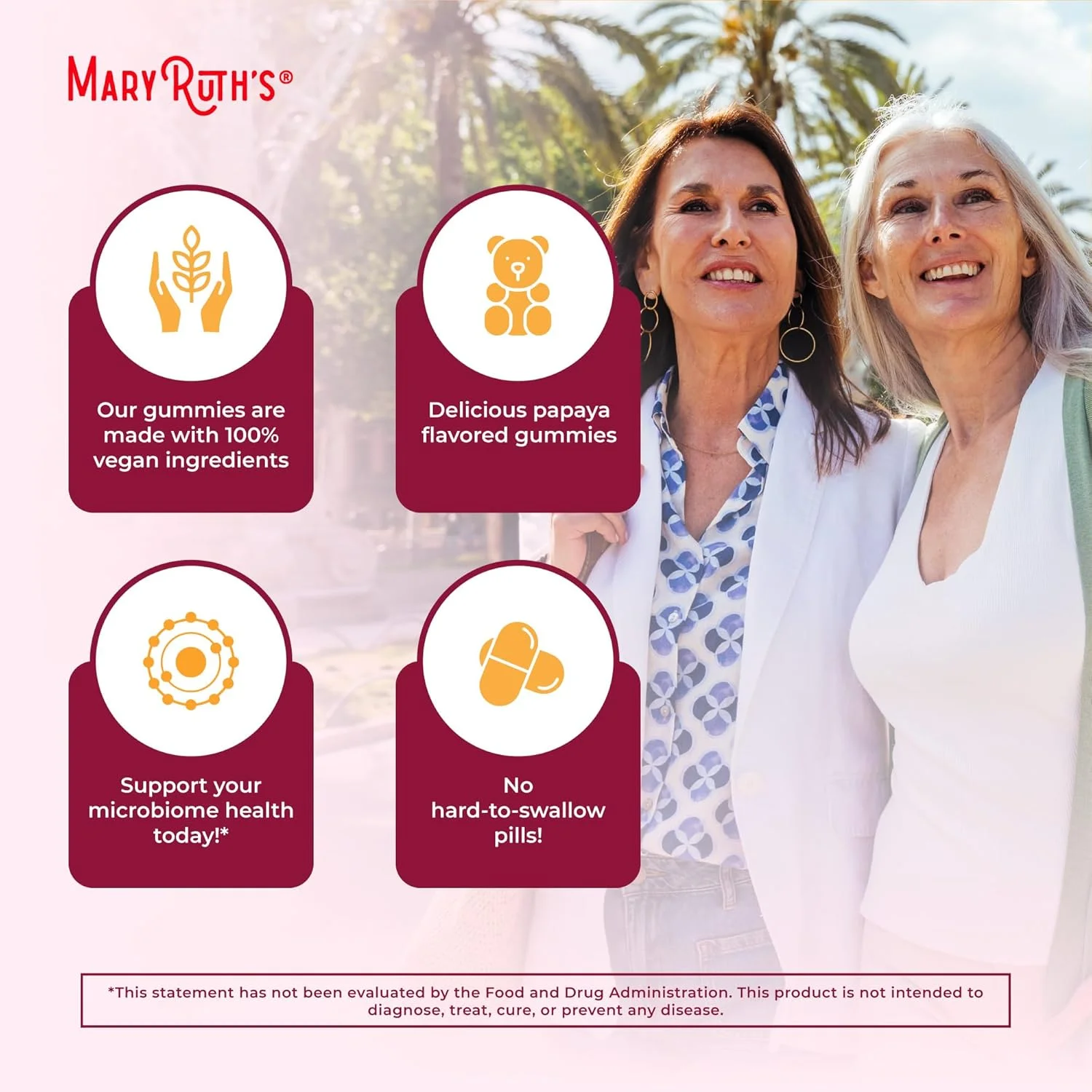 پاستیل فیبر مری روث برای بزرگسالان | تامین 2 ماهه | بدون شکر | پاستیل فیبر برای سنین 4 سال به بالا | مکمل فیبر با پری بیوتیک | پشتیبانی از سلامت روده و هضم | 3 گرم فیبر در هر پاستیل | وگان | 60 عدد