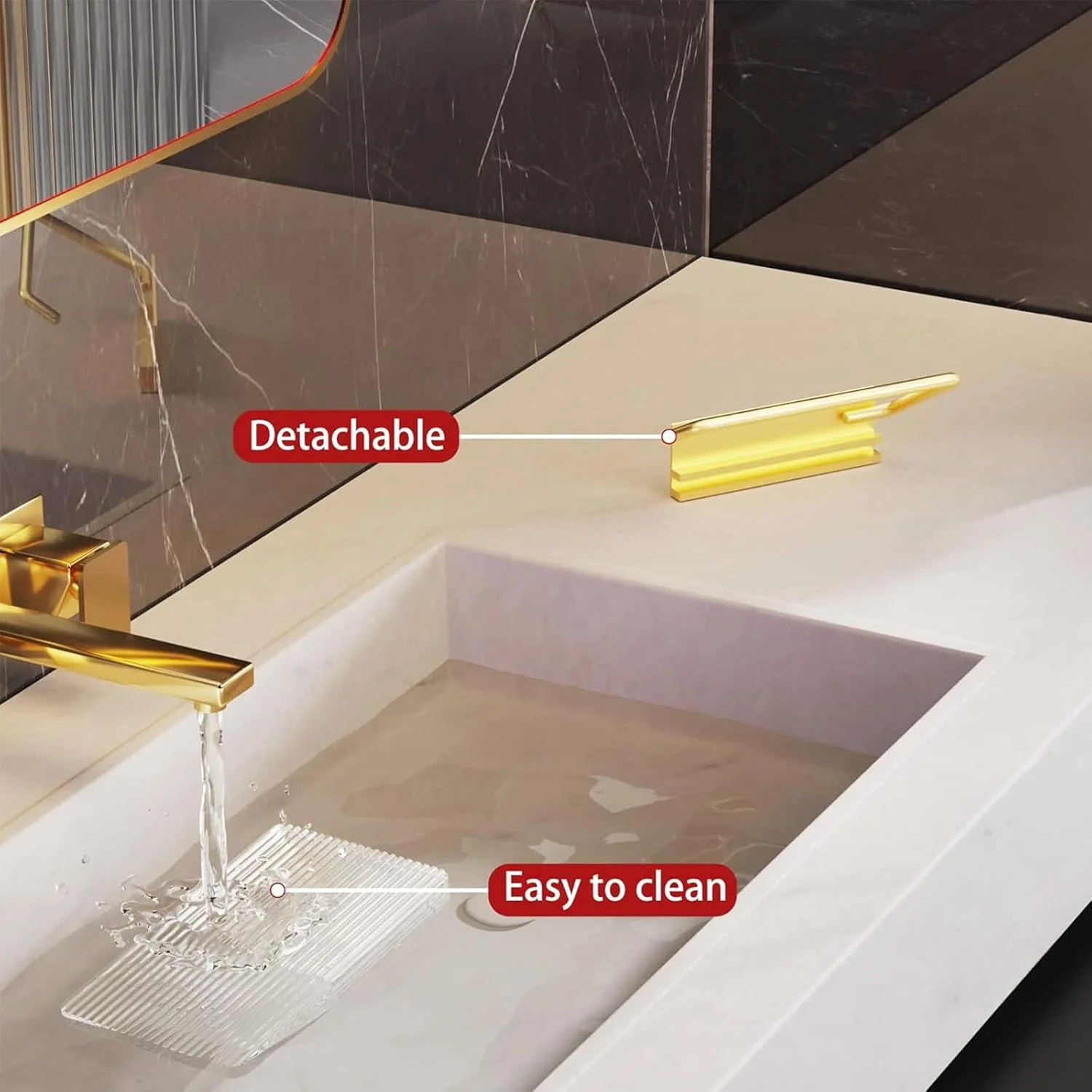 جا دستمال کاغذی توالت، جا رول کاغذی بدون پانچ، جا دستمال کاغذی آکریلیک، لوازم جانبی حمام لوکس سبک، نصب شده روی دیوار، ضد آب و بدون زنگ زدگی (طلایی)