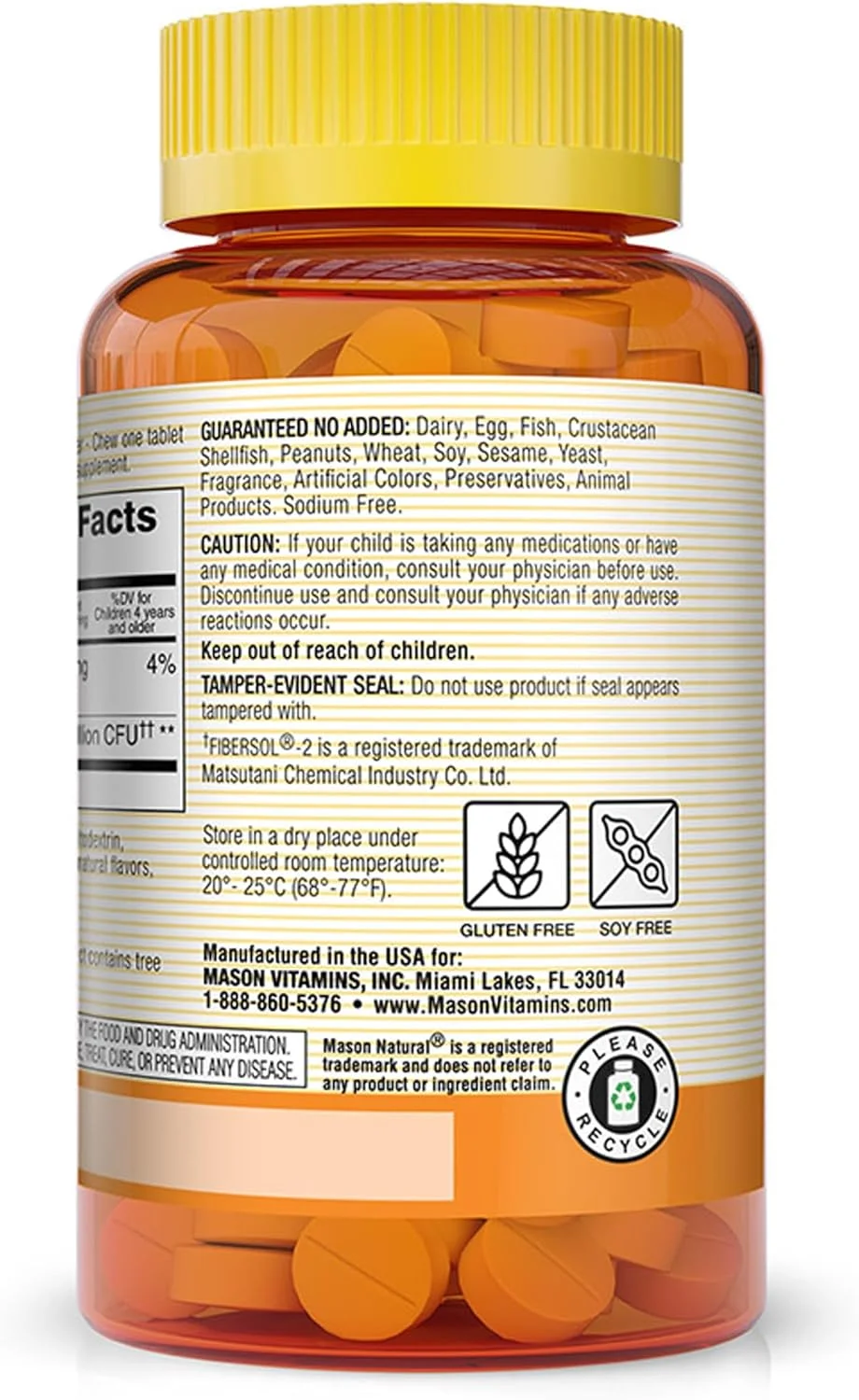 قرص جویدنی پروبیوتیک و فیبر کودکان میسون نچرال، 60 عدد قرص جویدنی پروبیوتیک و فیبر کودکان میسون نچرال، 60 عدد