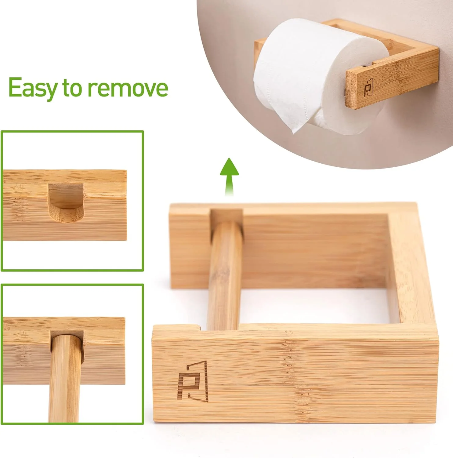 جا دستمال کاغذی دیواری بامبو PYINRUOLI، جا دستمال کاغذی چوبی، جا دستمال کاغذی چسبی حمام، جا دستمال کاغذی رولی چوبی برای حمام