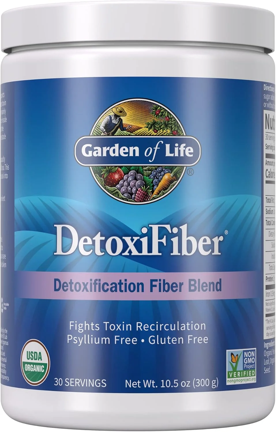 مکمل فیبر سم زدای Garden of Life - DetoxiFiber ارگانیک، بدون گلوتن، پودر 300 گرمی