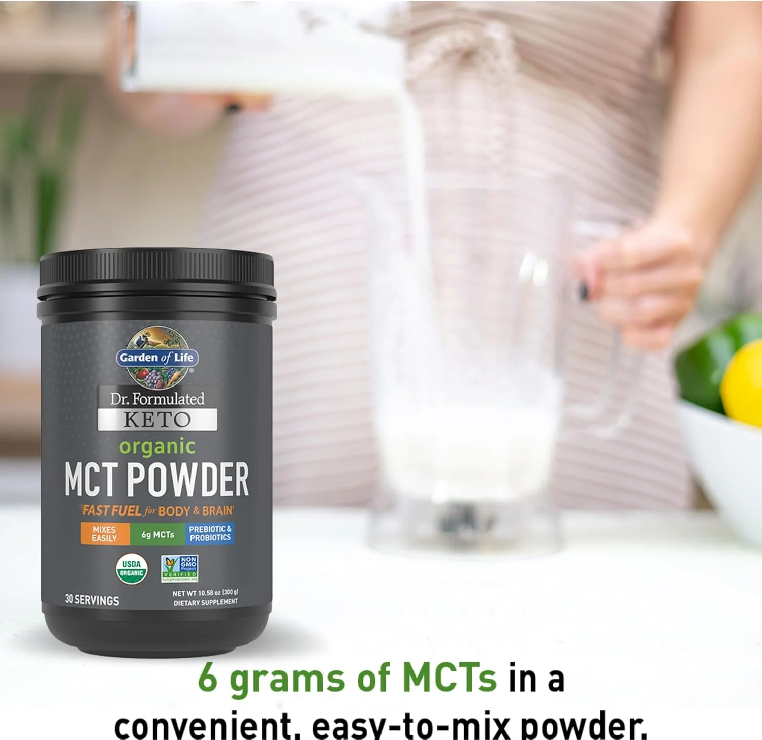 پودر MCT ارگانیک کتو Garden of Life Dr. Formulated - 30 سروینگ، 6 گرم MCT از نارگیل به همراه فیبر پریبیوتیک و پروبیوتیک، دارای گواهی ارگانیک، غیر GMO، وگان، بدون گلوتن، کتوژنیک و پالئو پودر MCT ارگانیک کتو Garden of Life Dr. Formulated - 30 سروینگ، 6 گرم MCT از نارگیل به همراه فیبر پریبیوتیک و پروبیوتیک، دارای گواهی ارگانیک، غیر GMO، وگان، بدون گلوتن، کتوژنیک و پالئو