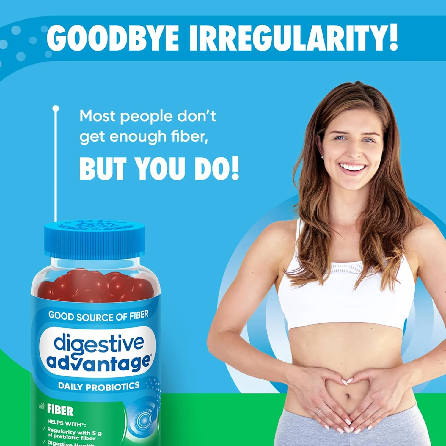 پاستیل فیبر پری بیوتیک Digestive Advantage + پروبیوتیک برای سلامت دستگاه گوارش، پاستیل های روزانه برای زنان و مردان، مکمل گوارشی برای تنظیم و سلامت روده، 60 عدد با طعم توت فرنگی
