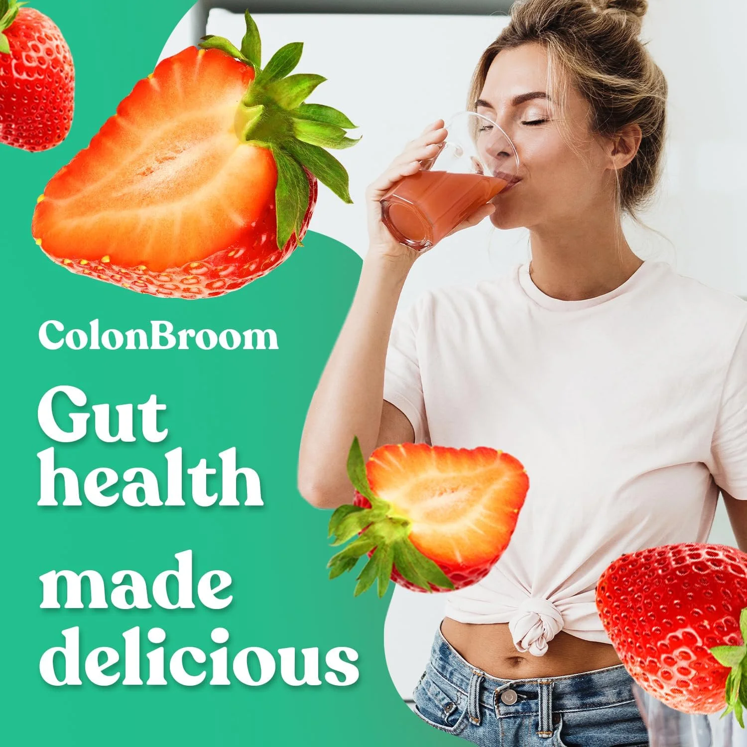 ColonBroom Psyllium Husk Powder (Strawberry) - Colon Cleanse for Bloating Relief & Gut Health - Colon Broom Fiber Powder Drink - Vegan, Gluten Free, Non-GMO Fiber Powder Supplement, 50 Servings ColonBroom Psyllium Husk Powder (Strawberry) - Colon Cleanse for Bloating Relief & Gut Health - Colon Broom Fiber Powder Drink - Vegan, Gluten Free, Non-GMO Fiber Powder Supplement, 50 Servings