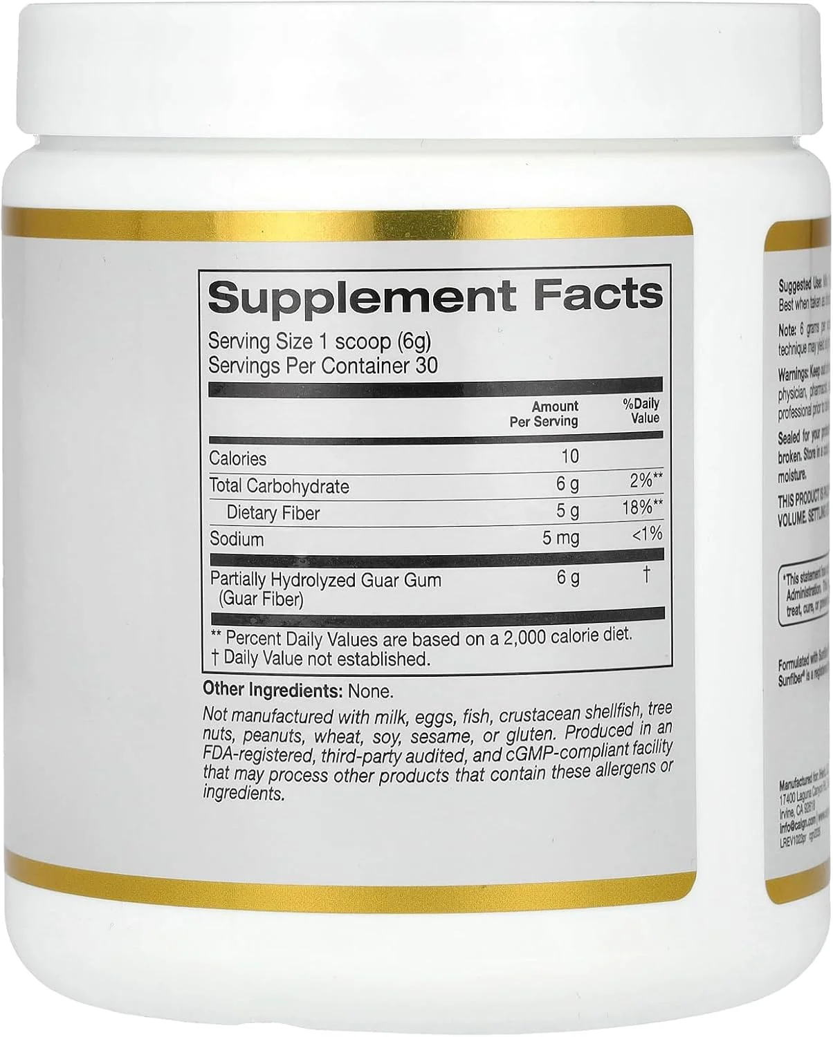 California Gold Nutrition, Prebiotic Fiber, 6.3 oz (180 g) California Gold Nutrition, Prebiotic Fiber, 6.3 oz (180 g)