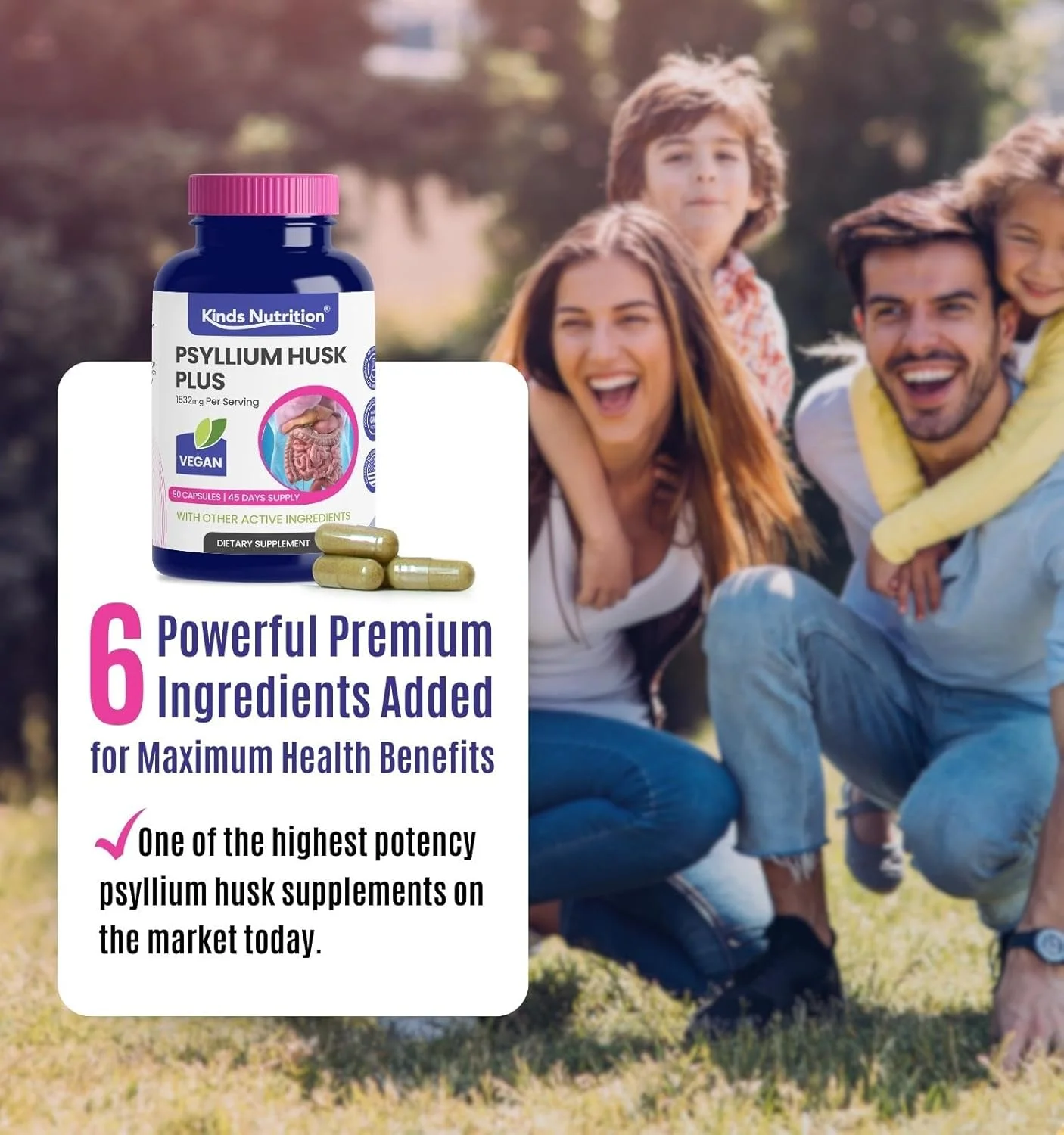 Psyllium Husk Fiber Capsules Complemented by Expertly Selected Ingredients, Natural Soluble Fiber Supplement, Supports Digestive and Colon Health, Regularity Support, Vegan, Non-GMO, 90 Capsules Psyllium Husk Fiber Capsules Complemented by Expertly Selected Ingredients, Natural Soluble Fiber Supplement, Supports Digestive and Colon Health, Regularity Support, Vegan, Non-GMO, 90 Capsules