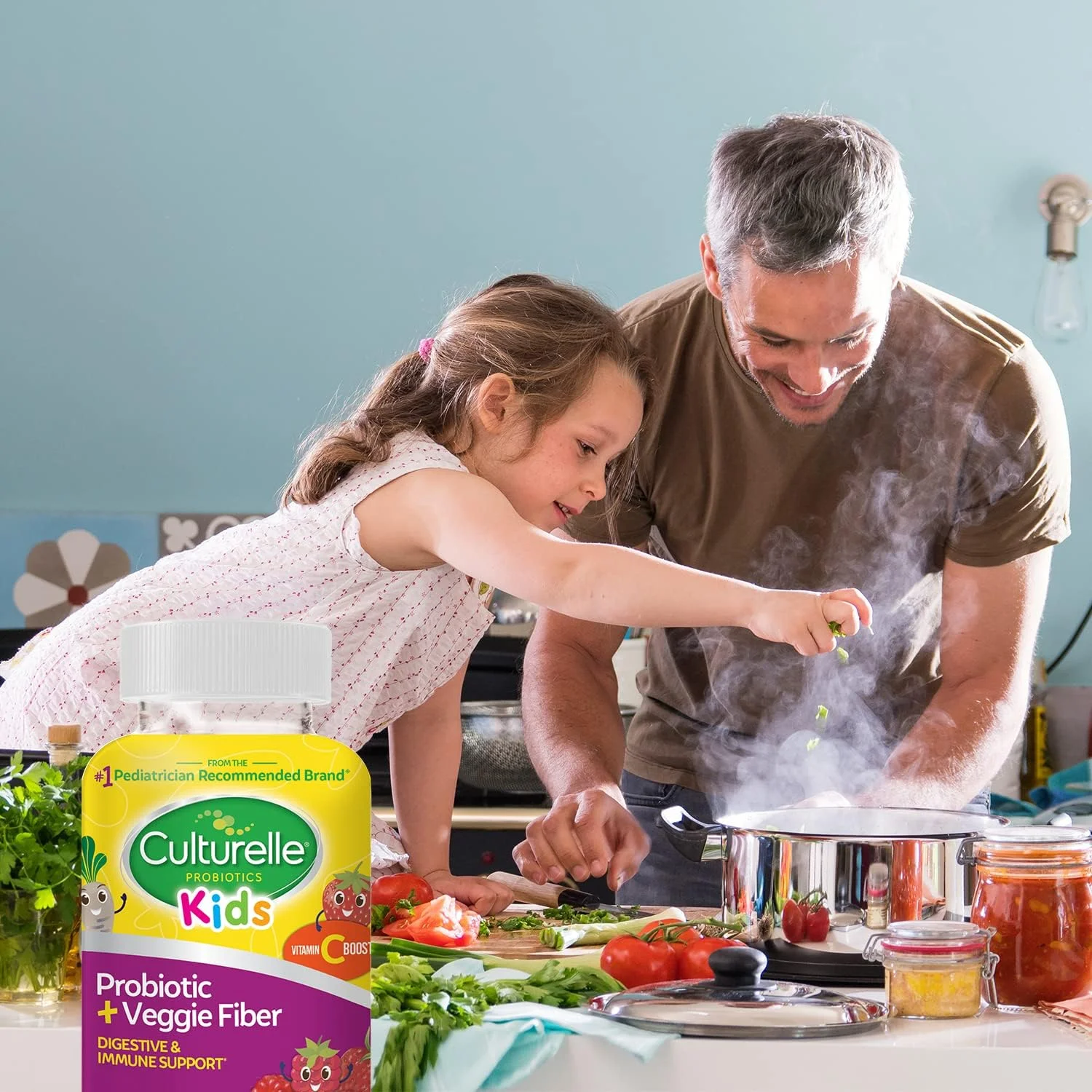 پاستیل پروبیوتیک روزانه Culturelle برای کودکان + فیبر سبزیجات (3 سال به بالا) - 60 عدد - سلامت دستگاه گوارش و تقویت سیستم ایمنی - طعم توت با تقویت ویتامین C
