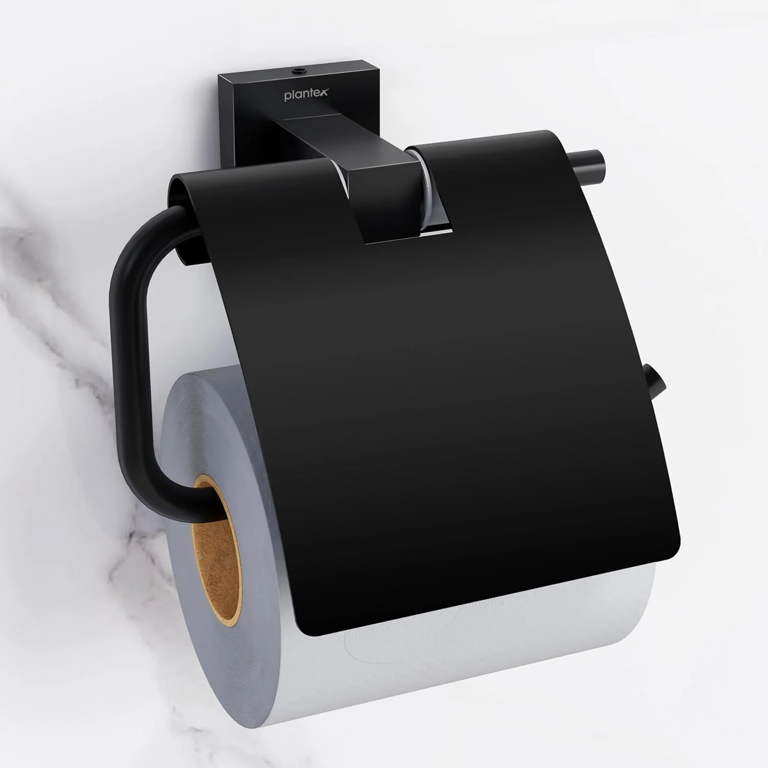 نگهدارنده رول دستمال توالت Plantex از جنس استیل ضد زنگ گرید 304، مناسب لوازم جانبی حمام - نصب دیواری (مشکی مات)
