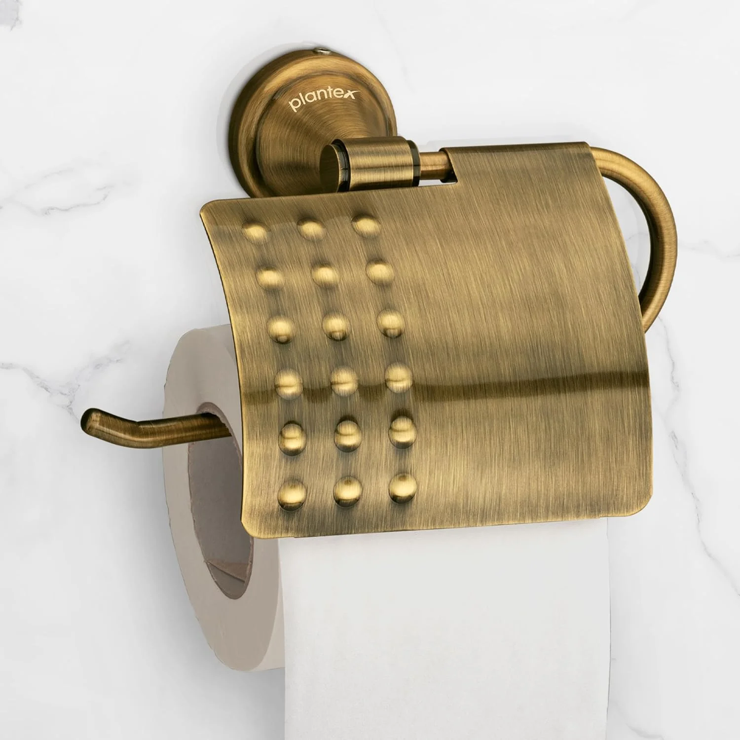 نگهدارنده رول دستمال کاغذی Plantex Platinum استیل ضد زنگ گرید 304 Niko، مناسب برای دستشویی/آشپزخانه/لوازم جانبی حمام (برنجی عتیقه) - بسته 1 عددی