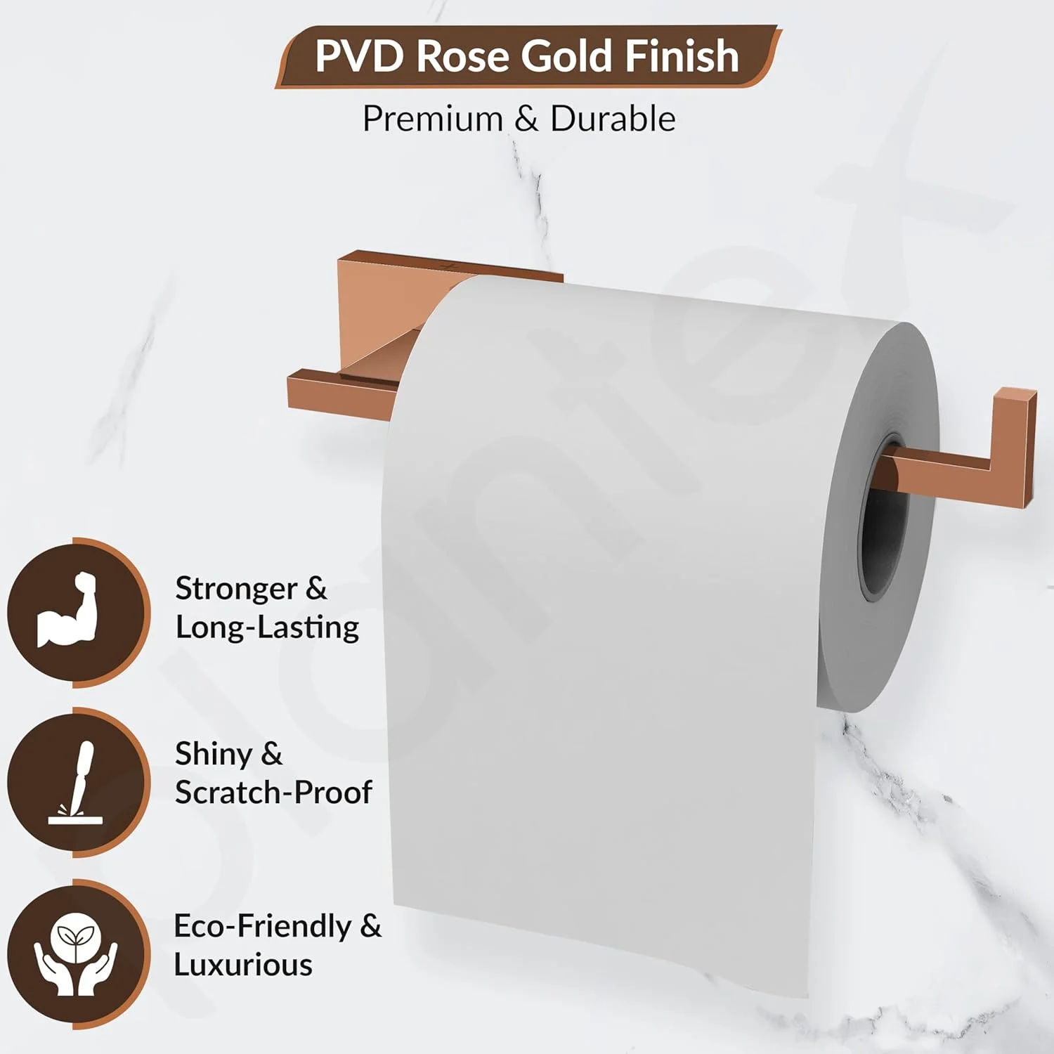 جا دستمال کاغذی رولی استیل ضد زنگ گرید 304 Plantex مدل Benz (رزگلد) مناسب برای سرویس بهداشتی/ پایه نگهدارنده دستمال کاغذی برای آشپزخانه/ لوازم جانبی حمام