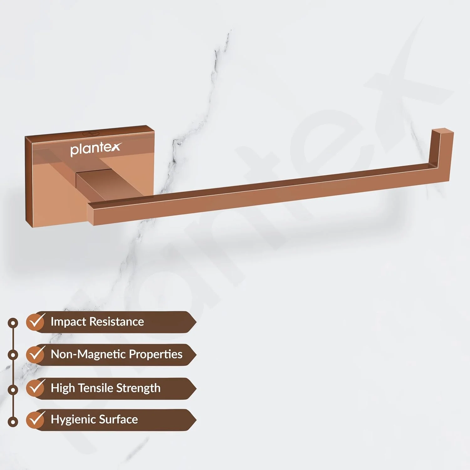 جا دستمال کاغذی رولی استیل ضد زنگ گرید 304 Plantex مدل Benz (رزگلد) مناسب برای سرویس بهداشتی/ پایه نگهدارنده دستمال کاغذی برای آشپزخانه/ لوازم جانبی حمام