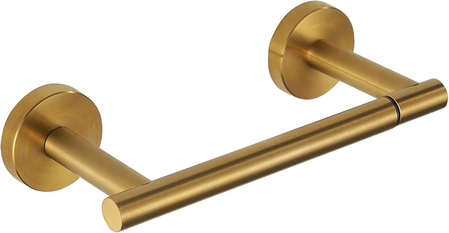 نگهدارنده دستمال توالت، نگهدارنده رول دستمال کاغذی دو پایه چرخان، استیل ضد زنگ، نصب دیواری، سازگار با رول بزرگ مگا برای حمام، تجاری و RV طلایی