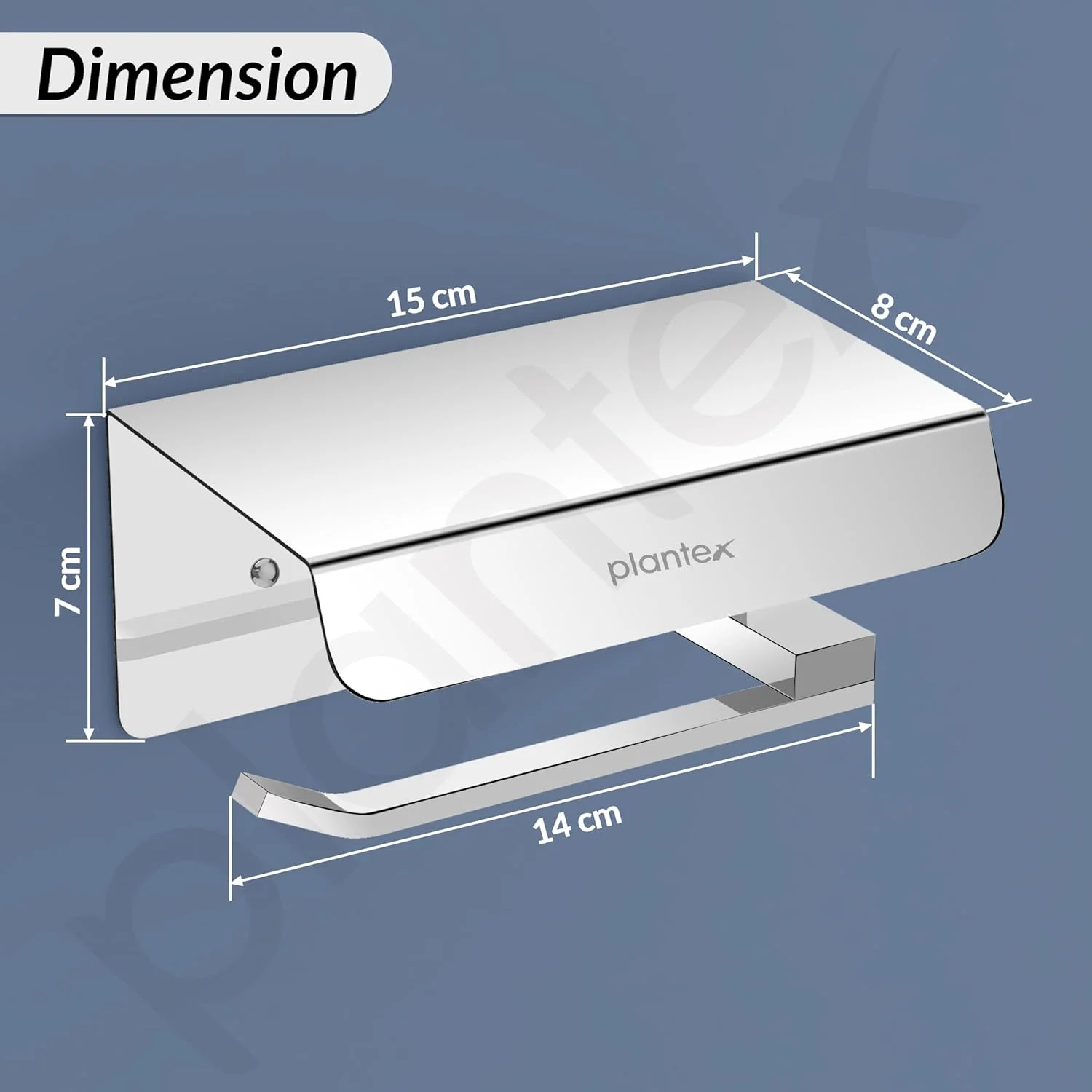 جا دستمال کاغذی و نگهدارنده موبایل Plantex Platinum از جنس استیل ضد زنگ 304، لوازم جانبی حمام (کروم)