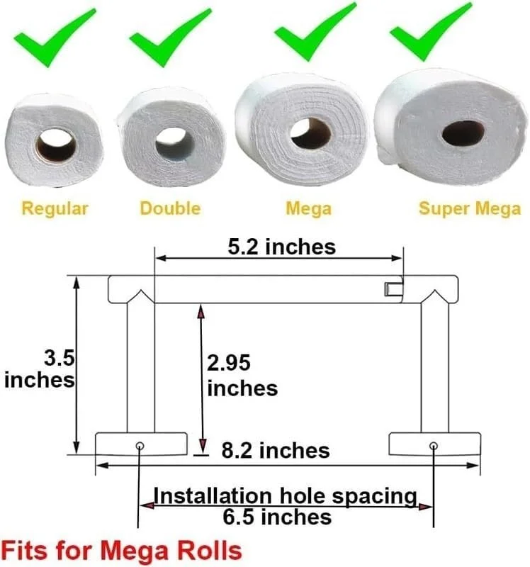 جا دستمال کاغذی توالت محوری، پخش کننده رول بزرگ توالت، جا دستمال کاغذی استیل ضد زنگ مدرن برای حمام، استفاده تجاری و RV، نصب شده روی دیوار (نیکل برس خورده)