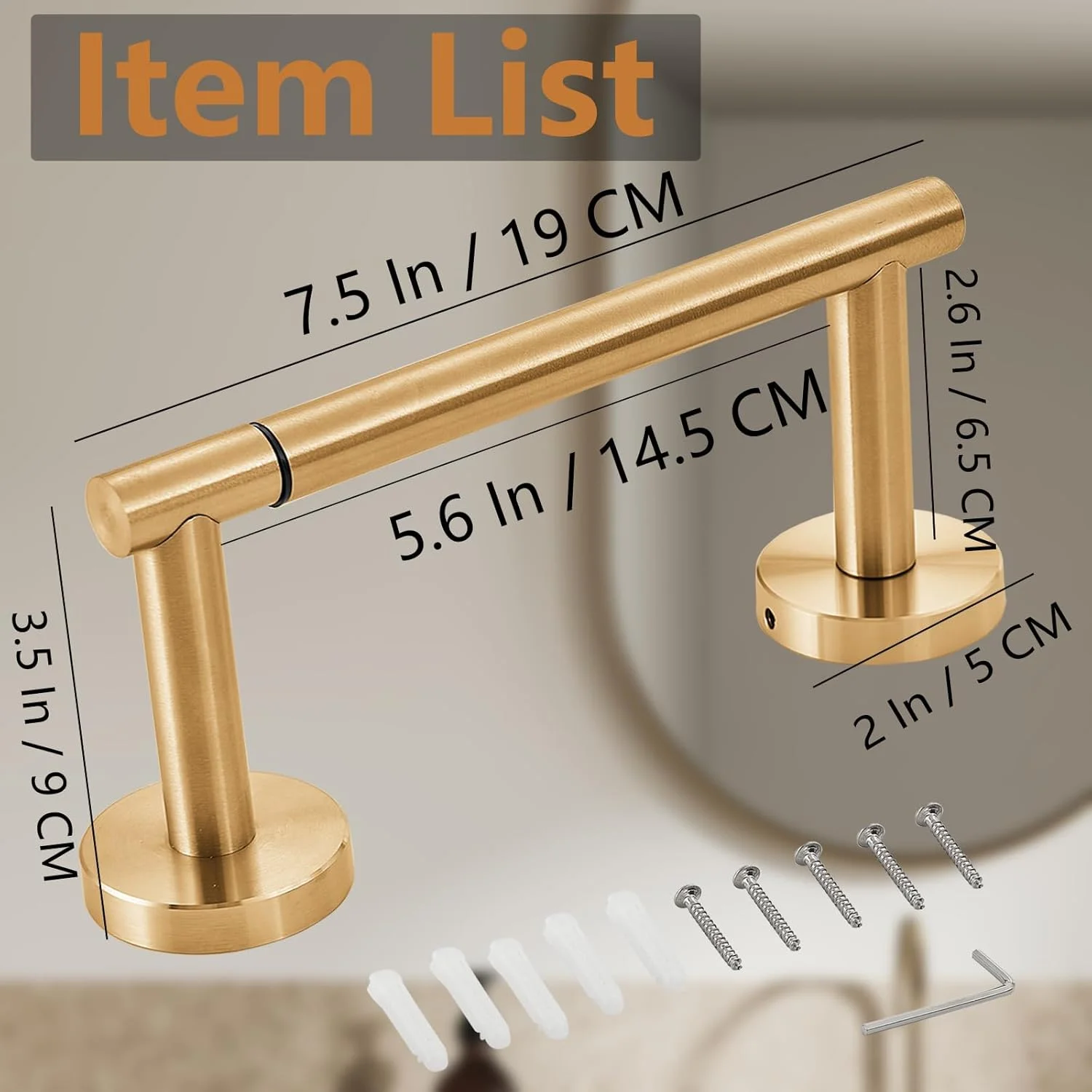 نگهدارنده دستمال توالت، نگهدارنده رول دستمال کاغذی دو پایه چرخان، استیل ضد زنگ، نصب دیواری، سازگار با رول بزرگ مگا برای حمام، تجاری و RV طلایی