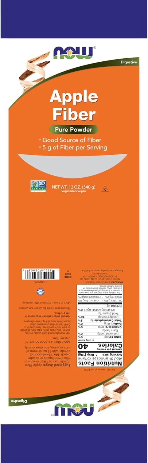 فیبر سیب خالص ناو فودز، 340 گرم فیبر سیب خالص ناو فودز، 340 گرم