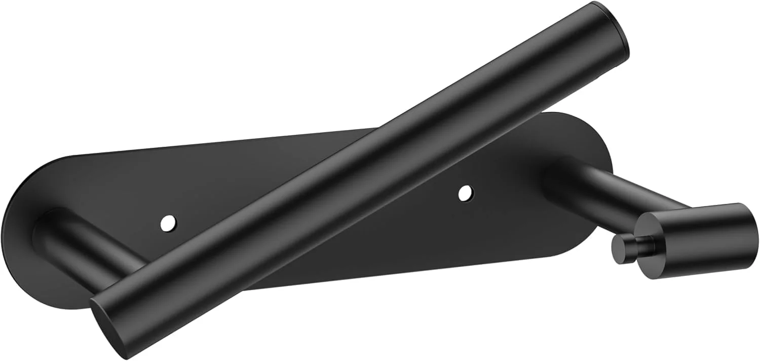 جا دستمال کاغذی توالت، دو پایه چرخان، استیل ضد زنگ 304، نیکل برس خورده، نصب دیواری با چسب یا پیچ برای حمام (مشکی مات)