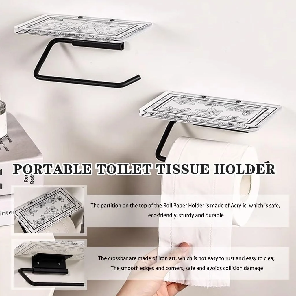 جا دستمال توالت طرح فرانسوی، قفسه ذخیره سازی کاربردی برای کافی شاپ ها، جا دستمال کاغذی چسبی، جا دستمال کاغذی دیواری، با قابلیت نصب با پانچ/بدون پانچ (B)