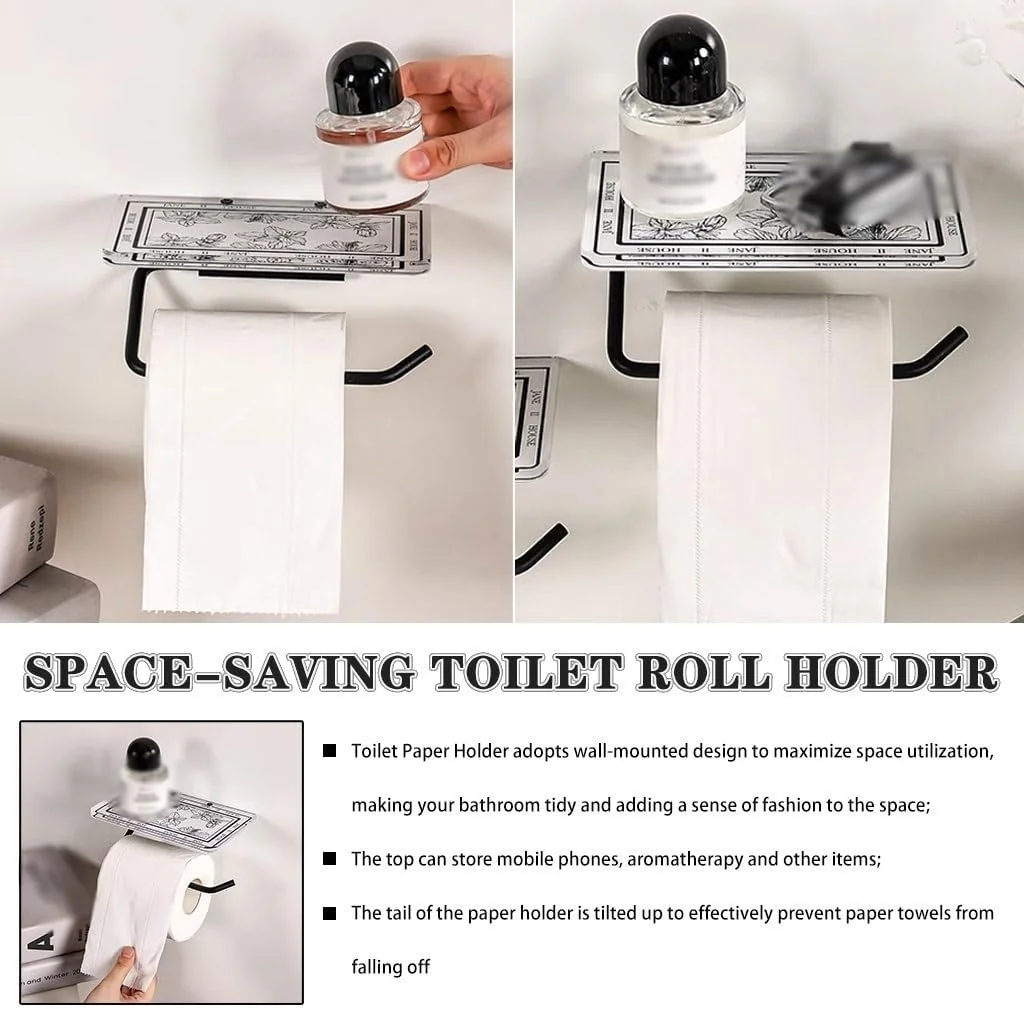 جا دستمال توالت طرح فرانسوی، قفسه ذخیره سازی کاربردی برای کافی شاپ ها، جا دستمال کاغذی چسبی، جا دستمال کاغذی دیواری، با قابلیت نصب با پانچ/بدون پانچ (B)