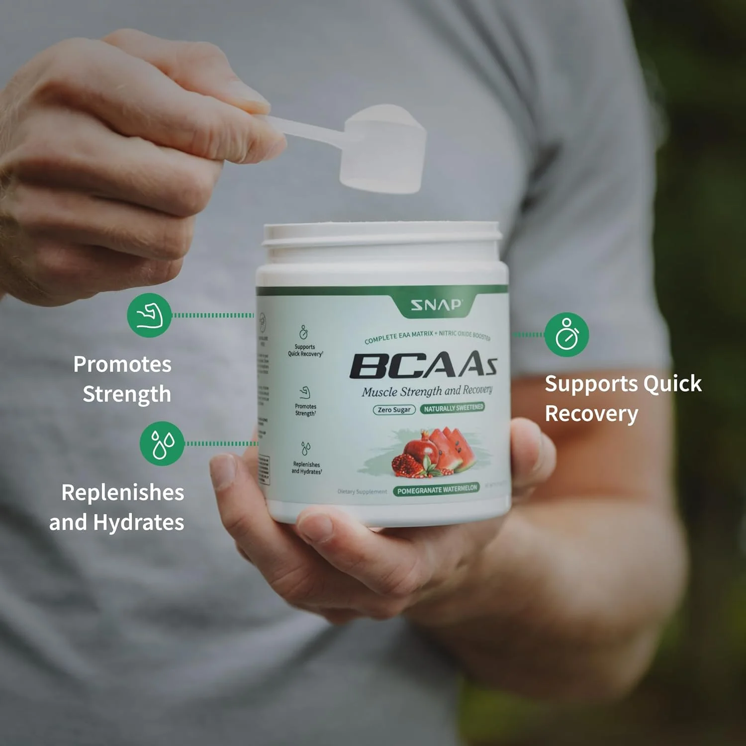 مکمل آمینو اسید ضروری BCAA گیاهی اسنپ ساپلمنت با تقویت کننده اکسید نیتریک | پودر قبل از تمرین، برای ریکاوری بعد از تمرین، قدرت عضلانی | مردان و زنان | انار هندوانه، 30 سروینگ مکمل آمینو اسید ضروری BCAA گیاهی اسنپ ساپلمنت با تقویت کننده اکسید نیتریک | پودر قبل از تمرین، برای ریکاوری بعد از تمرین، قدرت عضلانی | مردان و زنان | انار هندوانه، 30 سروینگ
