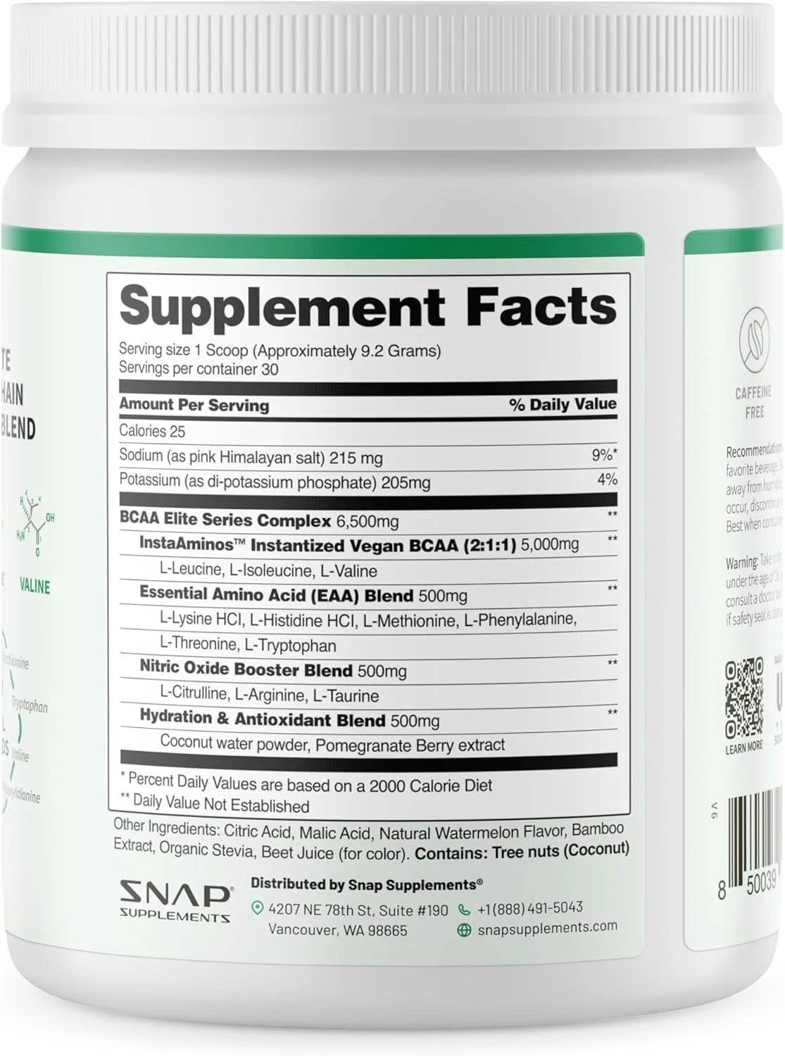 مکمل آمینو اسید ضروری BCAA گیاهی اسنپ ساپلمنت با تقویت کننده اکسید نیتریک | پودر قبل از تمرین، برای ریکاوری بعد از تمرین، قدرت عضلانی | مردان و زنان | انار هندوانه، 30 سروینگ مکمل آمینو اسید ضروری BCAA گیاهی اسنپ ساپلمنت با تقویت کننده اکسید نیتریک | پودر قبل از تمرین، برای ریکاوری بعد از تمرین، قدرت عضلانی | مردان و زنان | انار هندوانه، 30 سروینگ