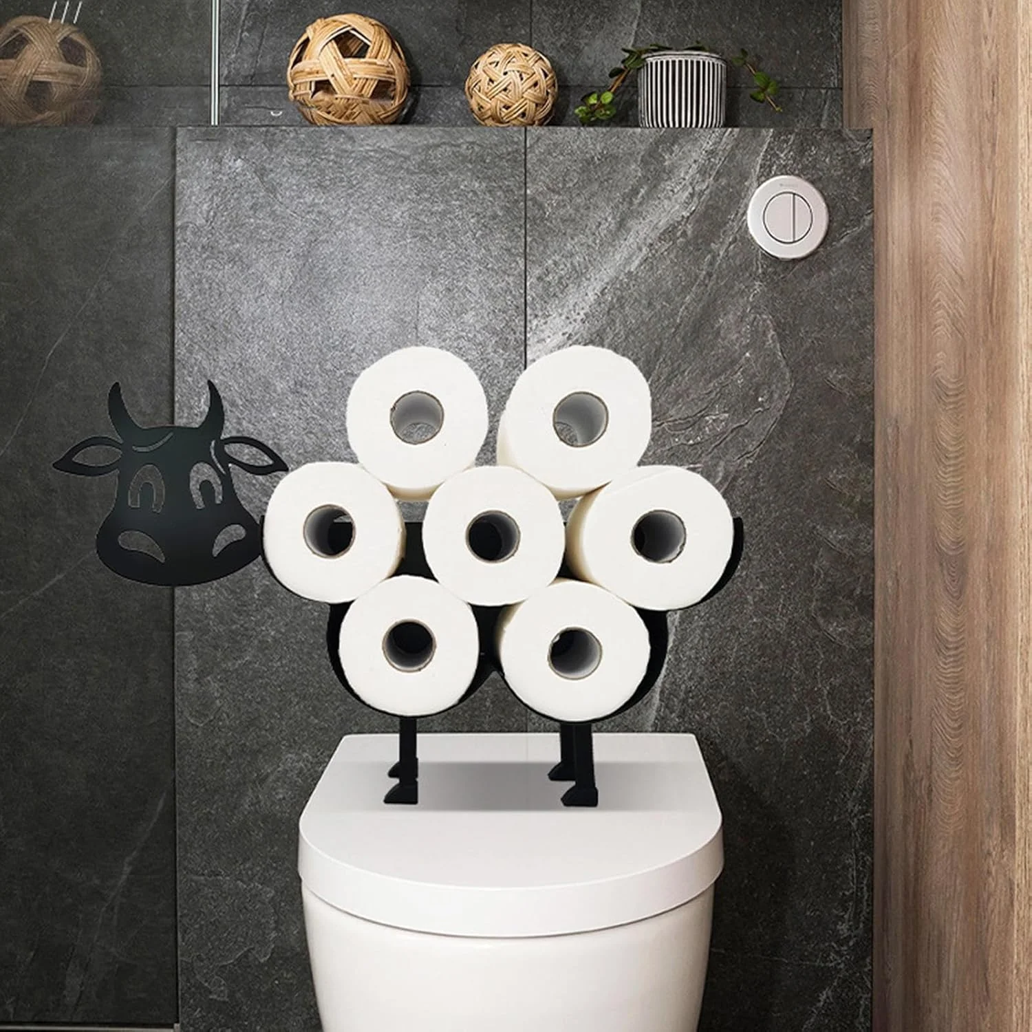 نگهدارنده دستمال کاغذی برای حمام - نگهدارنده دستمال توالت دیواری | قفسه ذخیره سازی ایستاده، سازمان دهنده ضد لغزش با طرح گوساله برای خانه، آپارتمان، مرکز اسپا