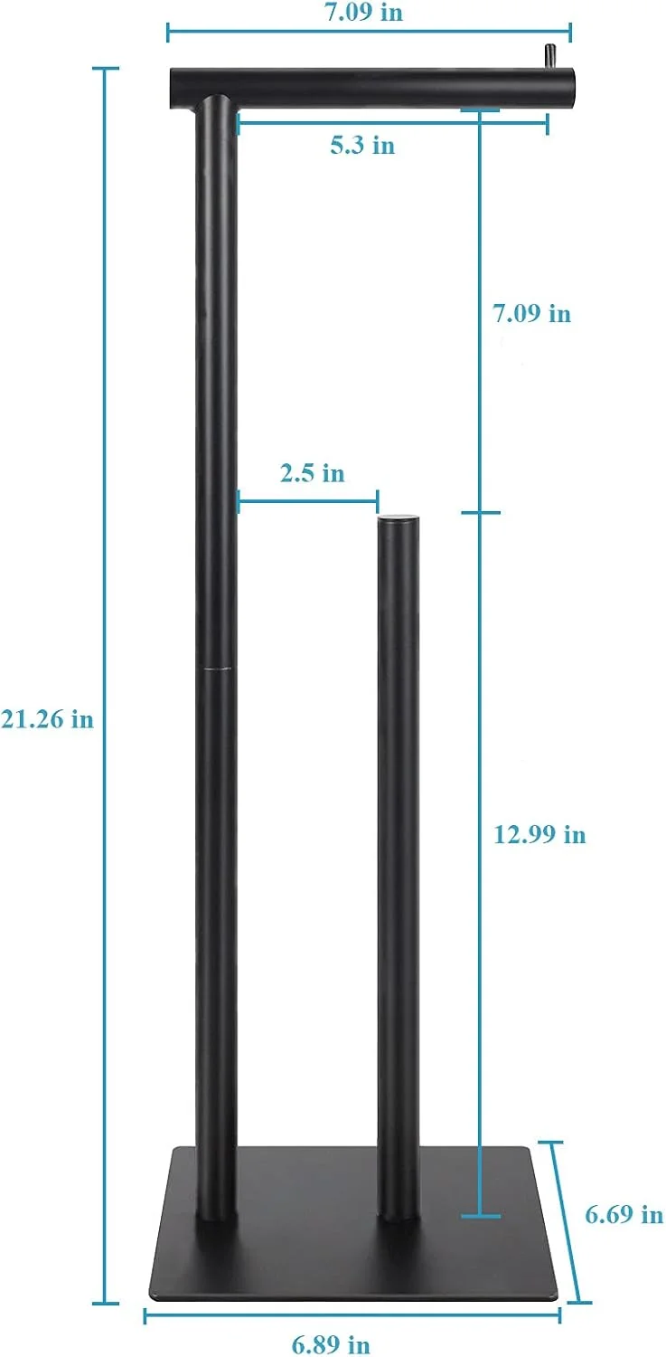 OYEAL Toilet Paper Stand Toilet Paper Roll Holder Stand Freestanding Toilet Paper Holder for Bathroom Toilet Tissue Storage Black Metal