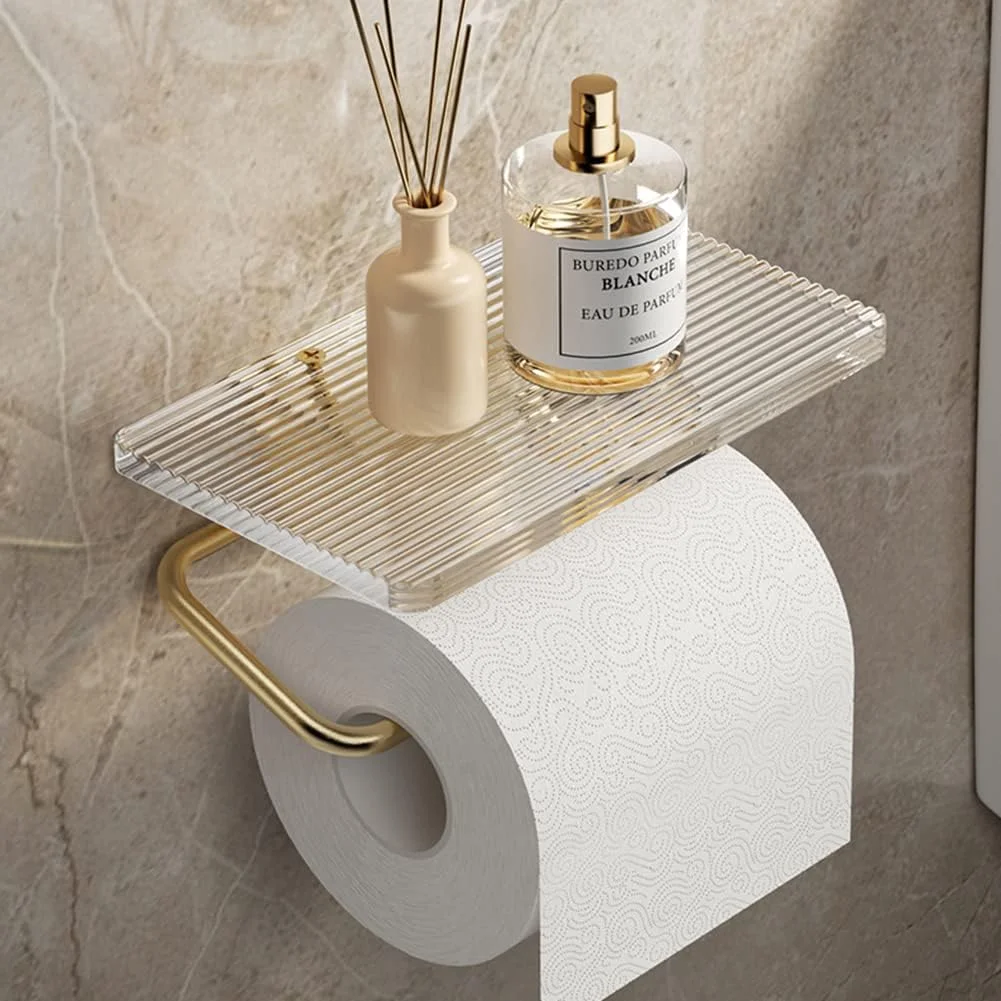 جا دستمال توالت مدرن OTTOSON با قفسه اکریلیک، جا دستمال کاغذی طلایی Ottoson برای حمام، جا دستمال کاغذی چسبی دیواری، نصب با چسب بدون نیاز به سوراخکاری یا پیچ جا دستمال توالت مدرن OTTOSON با قفسه اکریلیک، جا دستمال کاغذی طلایی Ottoson برای حمام، جا دستمال کاغذی چسبی دیواری، نصب با چسب بدون نیاز به سوراخکاری یا پیچ