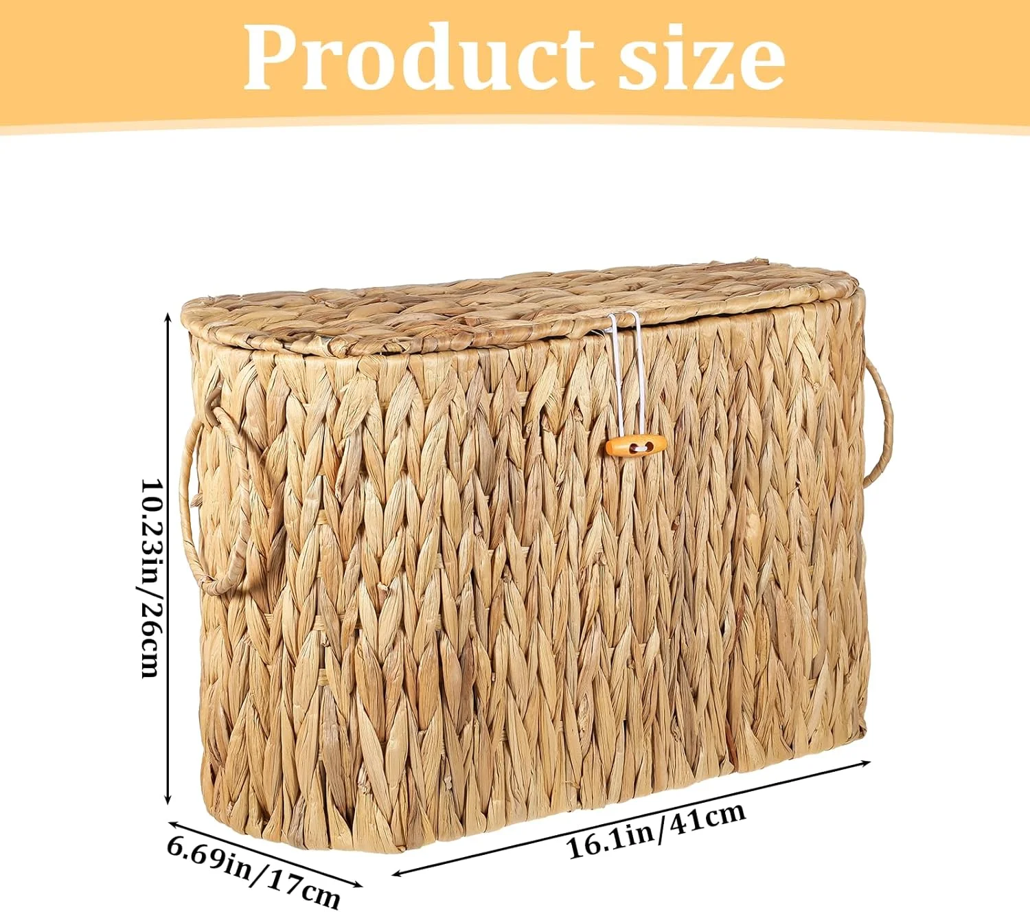 سبد حصیری نگهداری دستمال توالت، نظم دهنده دستمال توالت، جا دستمال توالت تزئینی مناسب خانه های روستایی و سبک بوهو، دارای درب، بافت دستی، جعبه حصیری، مناسب اتاق نشیمن