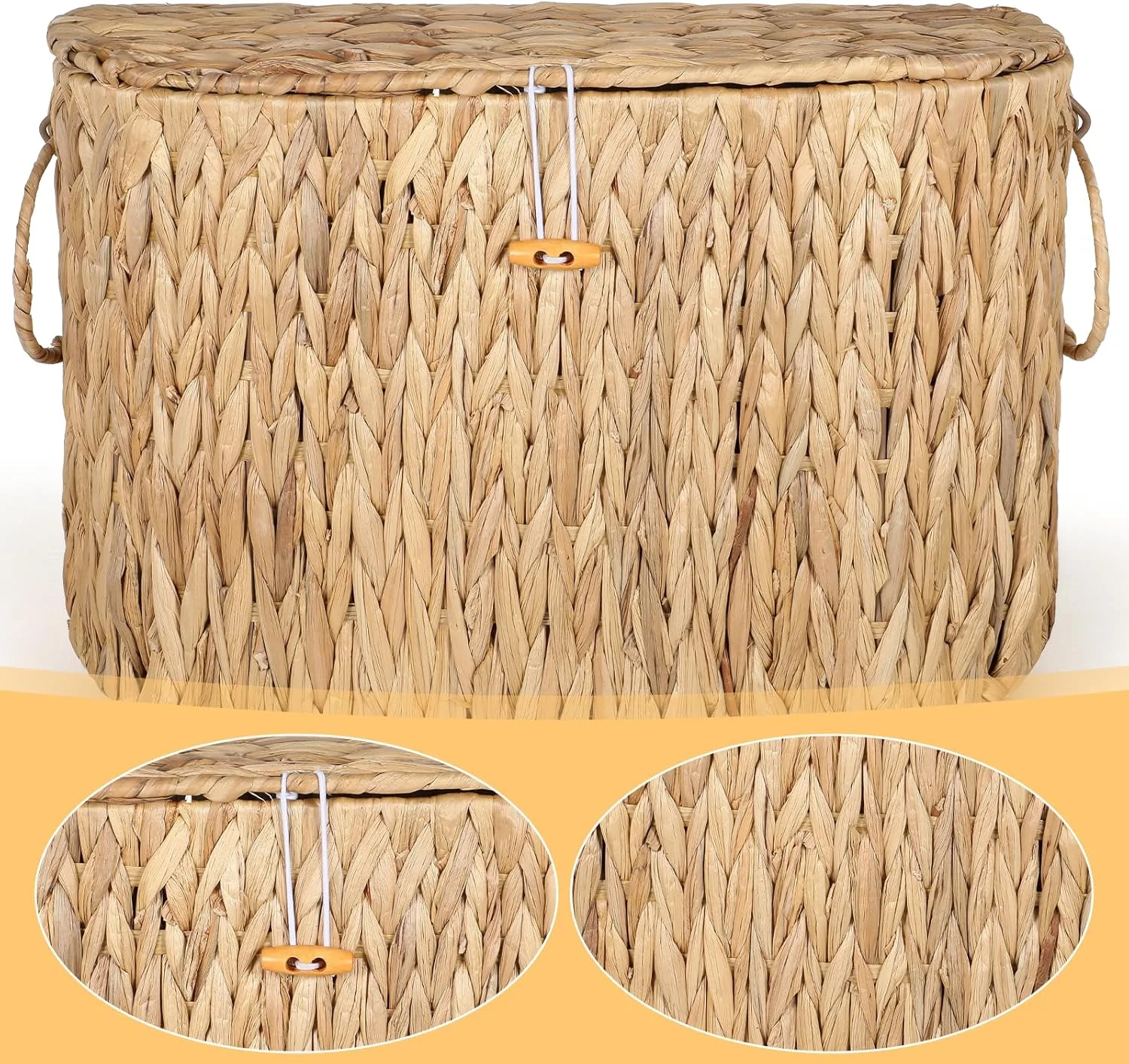 سبد حصیری نگهداری دستمال توالت، نظم دهنده دستمال توالت، جا دستمال توالت تزئینی مناسب خانه های روستایی و سبک بوهو، دارای درب، بافت دستی، جعبه حصیری، مناسب اتاق نشیمن