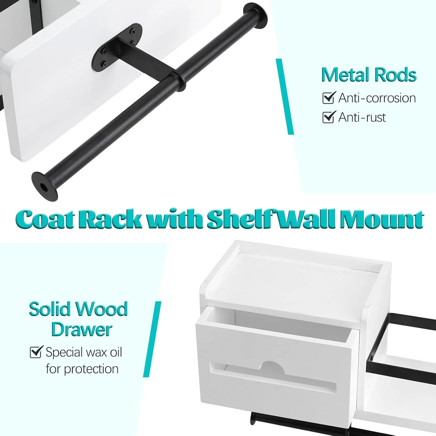 نگهدارنده رول توالت چوبی OT-NVWOZR با قفسه، نگهدارنده کاغذ توالت دیواری با جعبه دستمال مرطوب برای نگهداری، پخش کننده کاغذ دستمال کاغذی مدرن برای آشپزخانه حمام