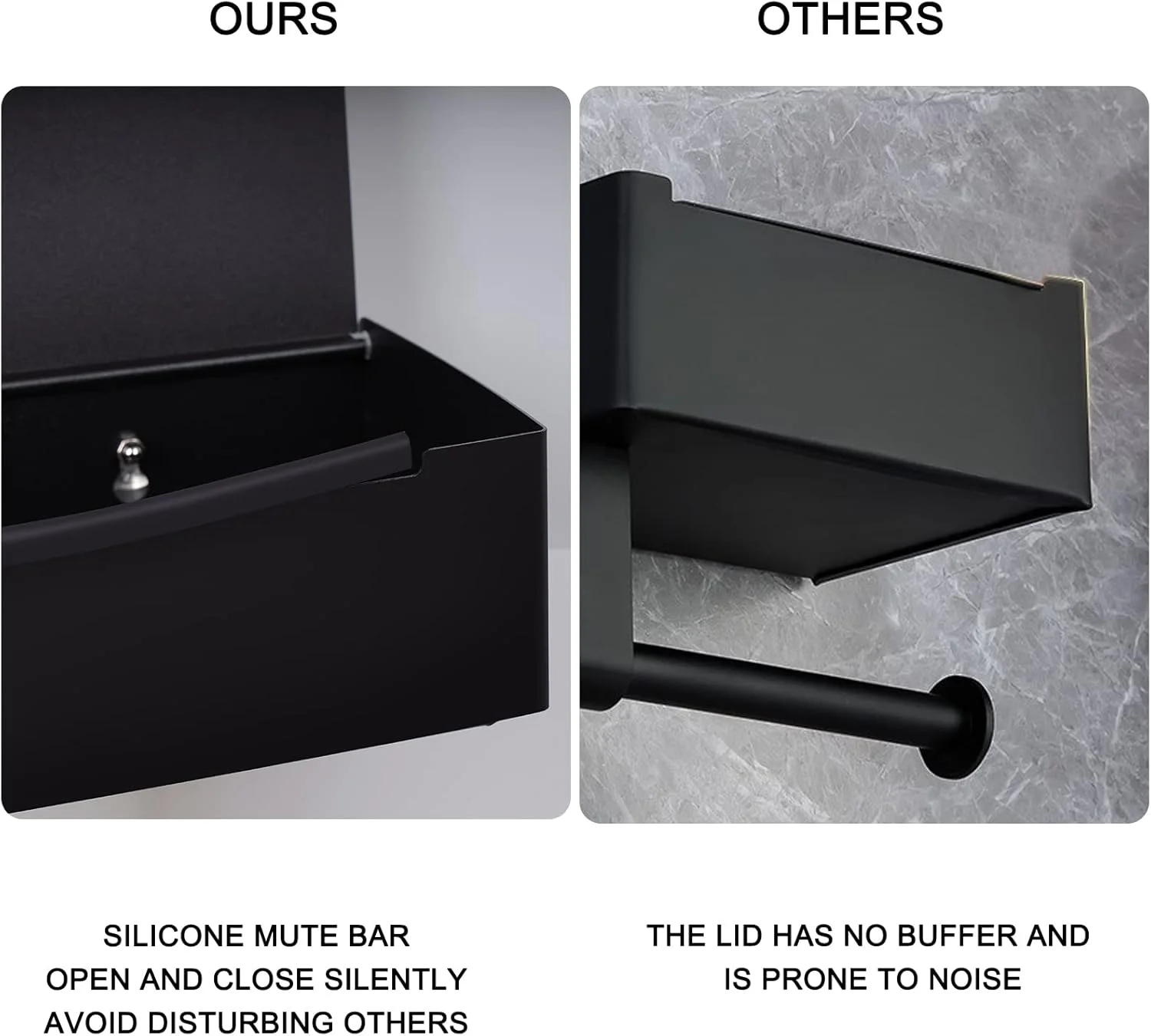 نگهدارنده بزرگ دستمال توالت مشکی Oppoverd با قفسه و محفظه نگهداری، جای دستمال مرطوب فلاش‌خور برای حمام - دستمال‌های مرطوب خود را دور از دید پنهان کنید - نصب دیواری استیل ضد زنگ