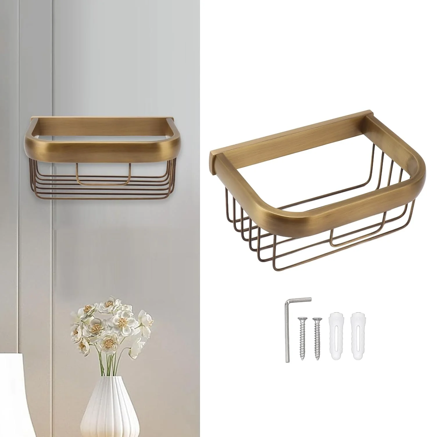 جا دستمال کاغذی دیواری Omabeta، نگهدارنده دستمال توالت برنجی با طراحی اروپایی شیک برای آشپزخانه حمام