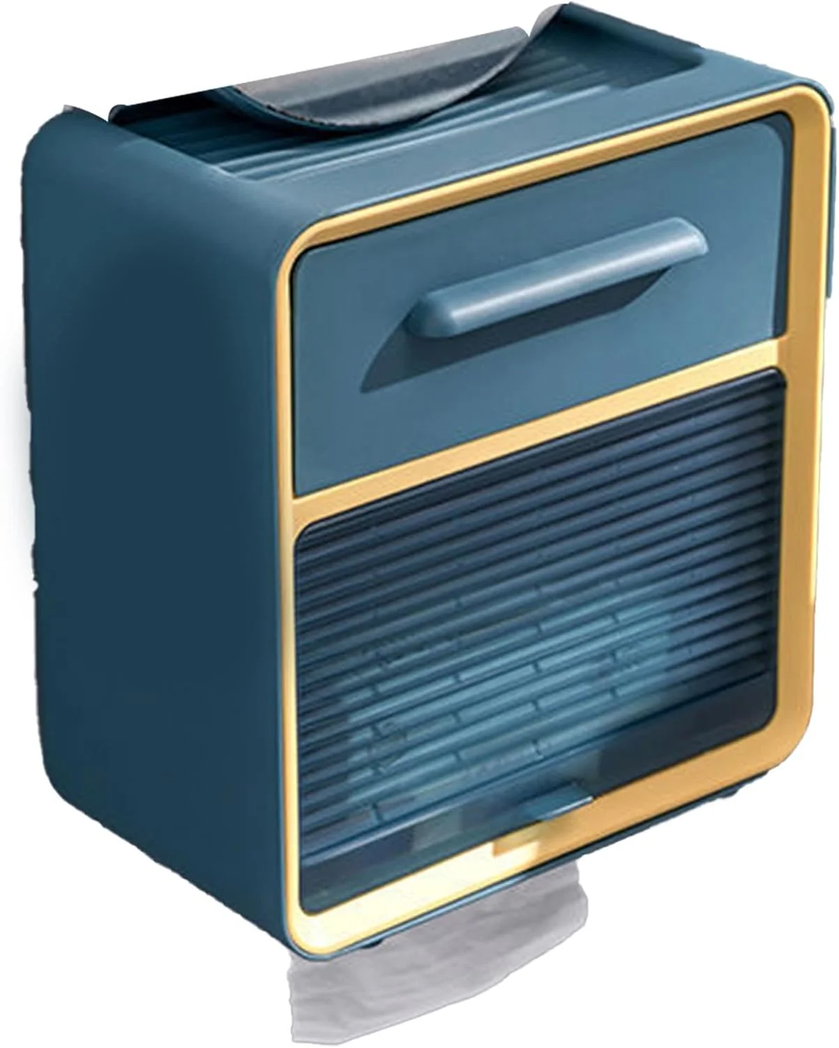 Omabeta Toilet Paper Holder, Wall Mounted No Drill Tissue Box Storage Shelf for Bathroom Organization