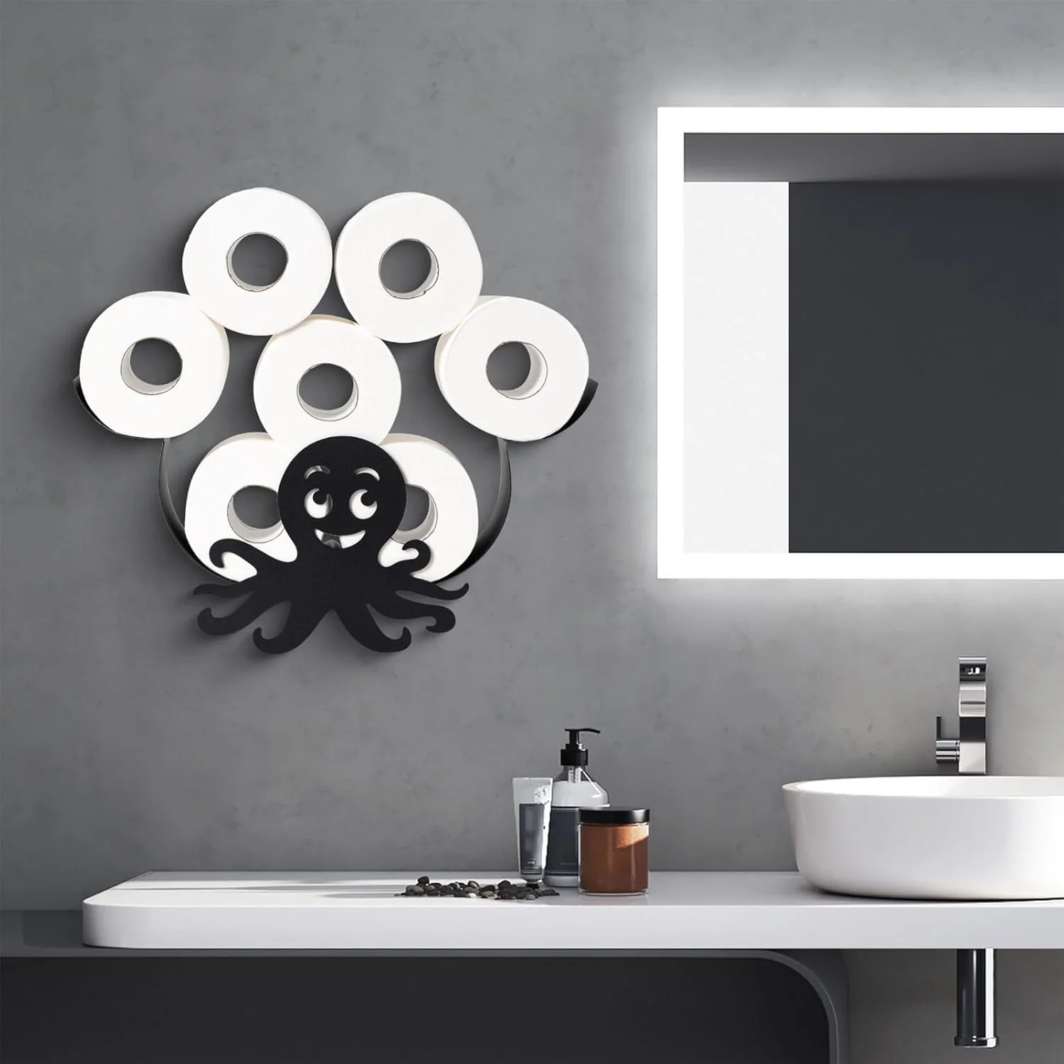 Octopus Toilet Paper Holder | Octopus Design Cool Toilet Paper Holder - Storage Stand Roll Tissue Organizer for Farmhouse Home Bathroom Small Space RV Restroom Wall