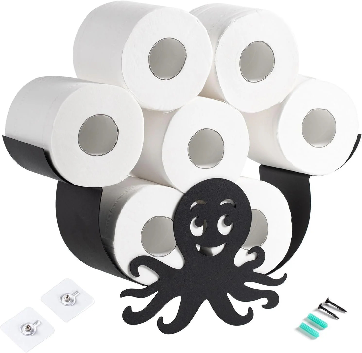 Toilet Paper Holder Funny | Octopus Design Cool Toilet Paper Holder | Stand Roll Tissue Organizer Stand for Small Space Wall Bathroom Restroom RV Guest Farmhouse Decor