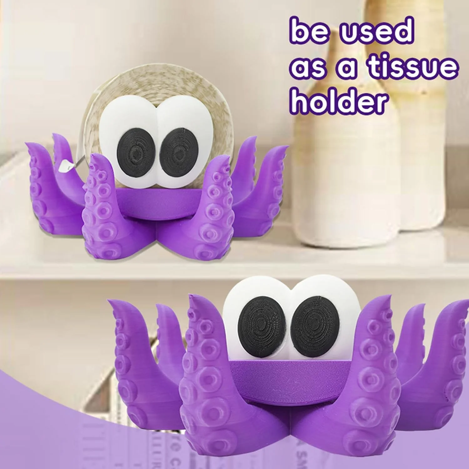 Toilet Paper Holder | Octopus Tissue Paper Roll Storage Stand,Modern Sleek Tissue Rack for Apartment Dorm Guest Bathroom Restroom Farmhouse
