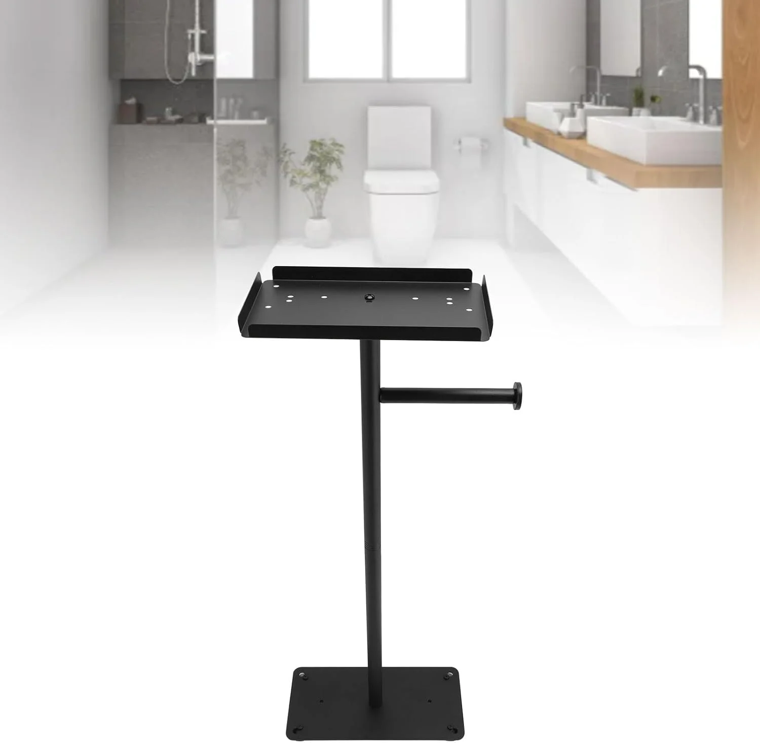 جا دستمال توالت ایستاده نرنسی استیل ضد زنگ مشکی با پایه گلدان تزئینی برای حمام