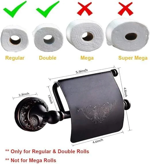 جا دستمال کاغذی توالت برنجی عتیقه NSCMQSL با پوشش - راه حل نگهداری رول دستمال کاغذی دیواری (عتیقه تیره)