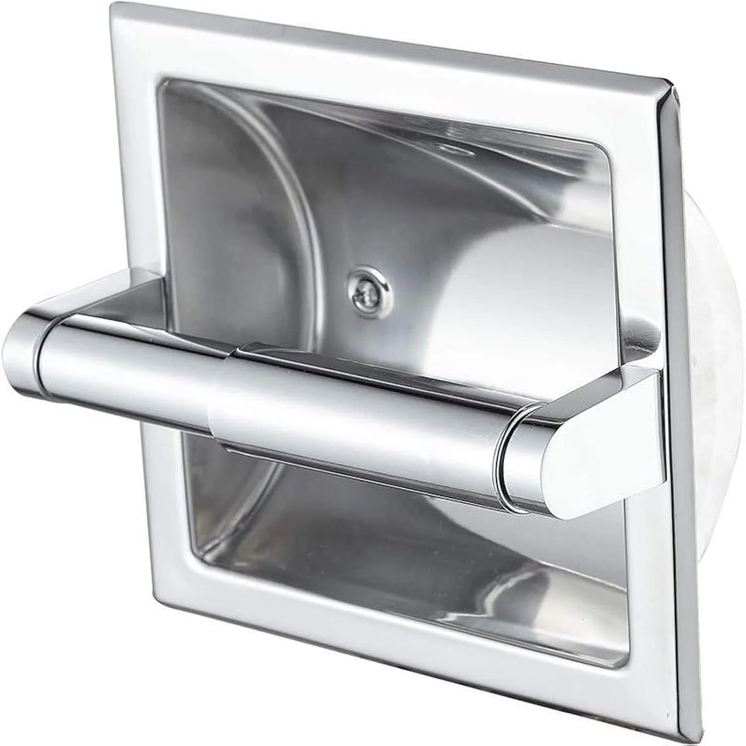 NSCMQSL Recessed Toilet Paper Holder in Wall Insert Tissue Mount Toliets Toulet Mounted for Mega Rolls Bathroom Space Saving Design Brushed Silver