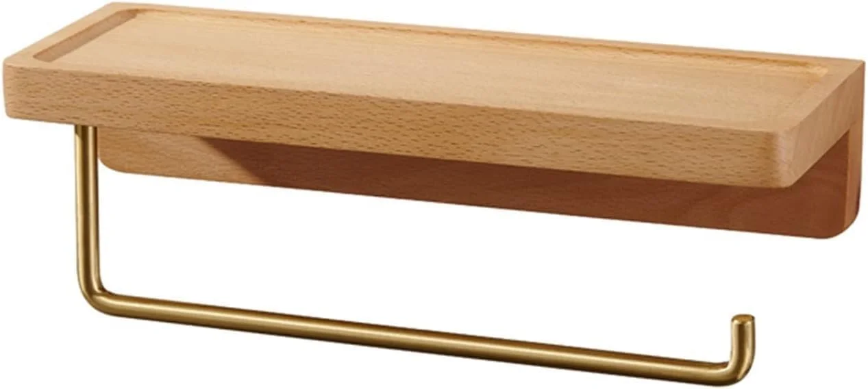 Nordic Toilet Paper Roll Holder Toilet Tissue Holder Free Punching Toilet Paper Holder Solid Wood Tissue Box Toilet Rack(D,28)