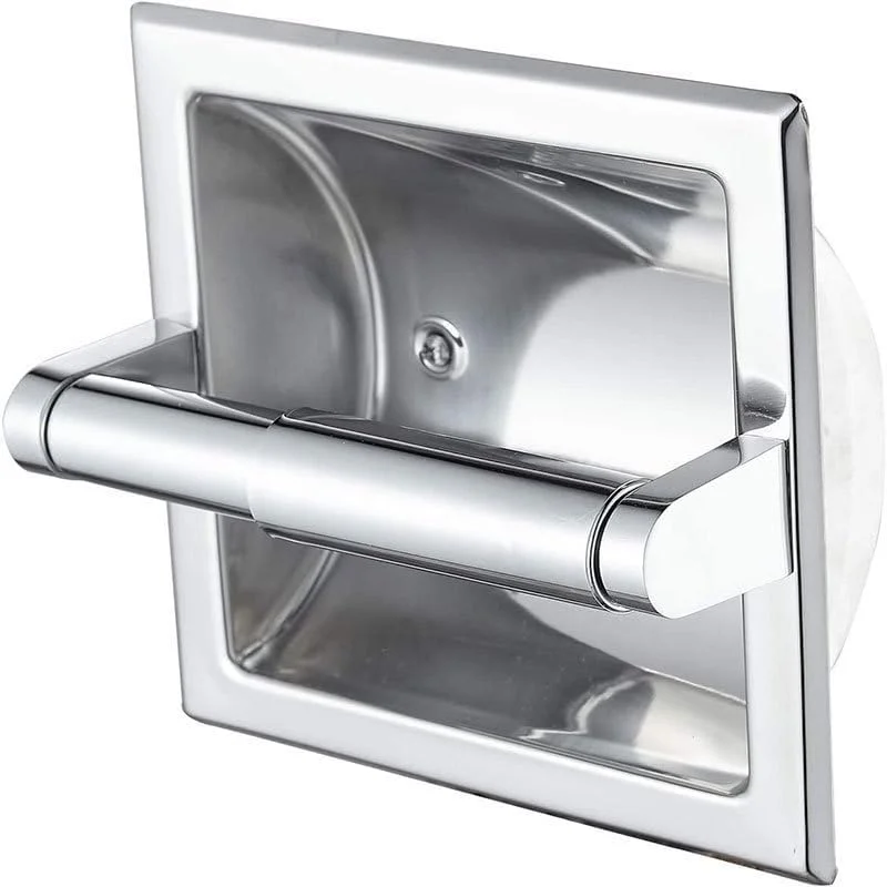 NSCMQSL Recessed Toilet Paper Holder in Wall Insert Tissue Mount Toliets Toulet Mounted for Mega Rolls Bathroom Space Saving Design Brushed Silver