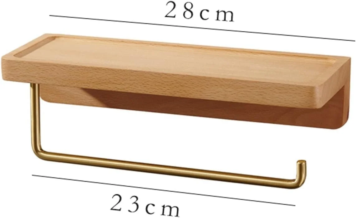 Nordic Toilet Paper Roll Holder Toilet Tissue Holder Free Punching Toilet Paper Holder Solid Wood Tissue Box Toilet Rack(D,28)