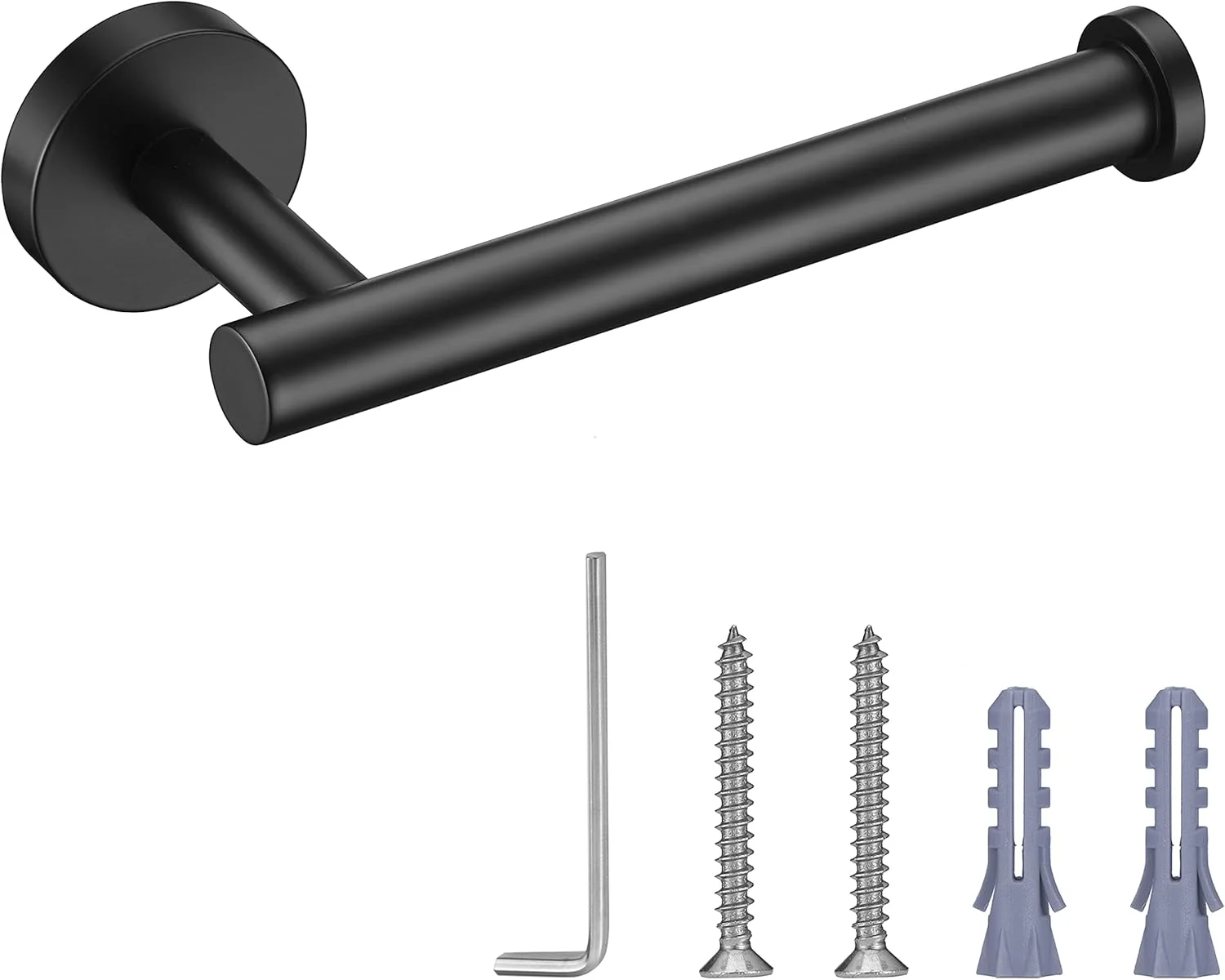 جا دستمال کاغذی رولی نولیمس (مشکی مات) - جا دستمال توالت مشکی مات استیل ضد زنگ SUS304 نیمه باز گرد دیواری ضد زنگ حمام 13 سانتی متری مناسب آشپزخانه و سرویس بهداشتی