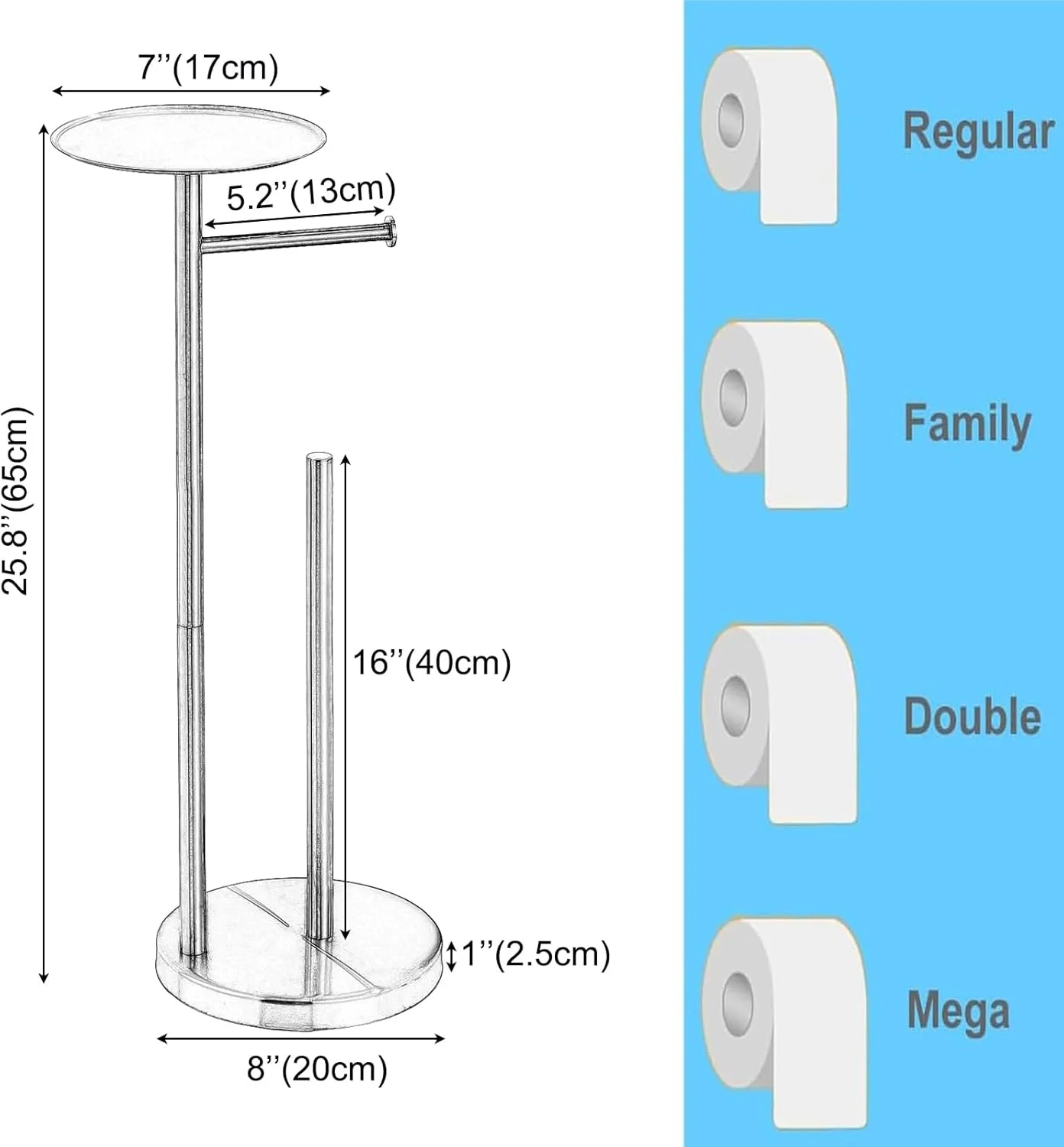 پایه نگهدارنده دستمال توالت، پایه نگهدارنده دستمال توالت استیل ضد زنگ NEWRAIN با پایه ضد لغزش و قفسه برای تلفن و وسایل کوچک، نگهدارنده رول دستمال کاغذی طلایی برس خورده با محفظه ذخیره سازی