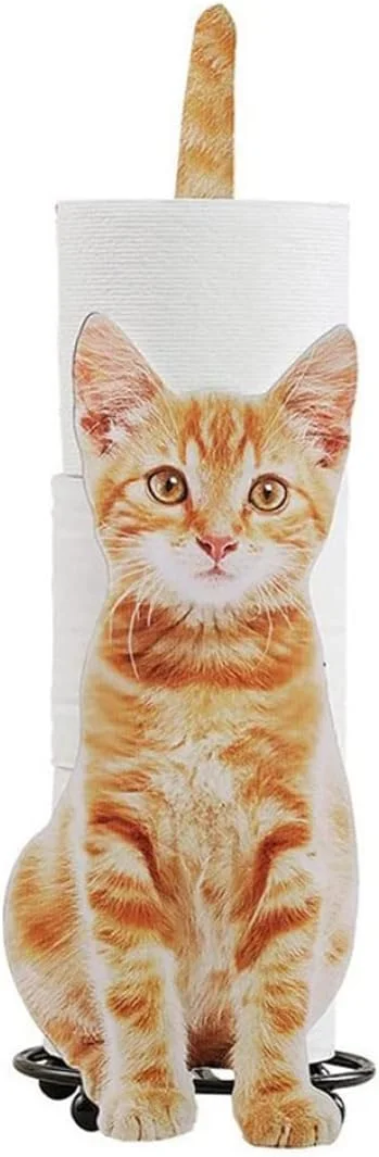 نگهدارنده دستمال توالت NewGtuizi، پخش کننده رول دستمال توالت، پخش کننده دستمال کاغذی طرح گربه، ارگنایزر حمام مناسب میز آشپزخانه - زرد
