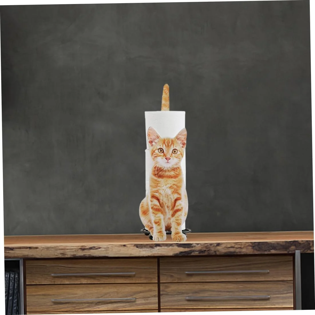 نگهدارنده دستمال توالت NewGtuizi، پخش کننده رول دستمال توالت، پخش کننده دستمال کاغذی طرح گربه، ارگنایزر حمام مناسب میز آشپزخانه - زرد