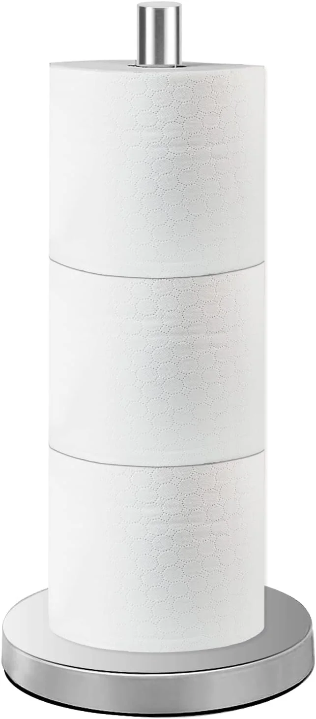 جا دستمال توالت Mutclord - استند نگهدارنده دستمال توالت ایستاده، استیل ضد زنگ SUS304، نگهدارنده رول دستمال توالت زاپاس، ظرفیت 3 رول دستمال کاغذی، نیکل برس خورده