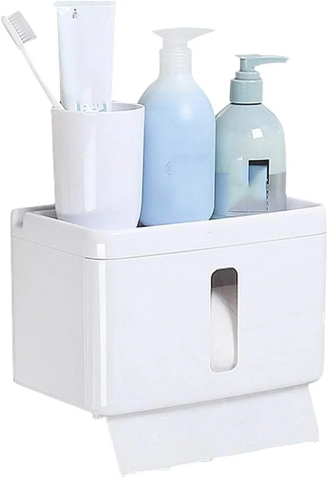 جا دستمال کاغذی چند منظوره LUOYK با قفسه تلفن و کشو، جعبه پخش کننده دستمال کاغذی دیواری پانچ برای حمام یا آشپزخانه